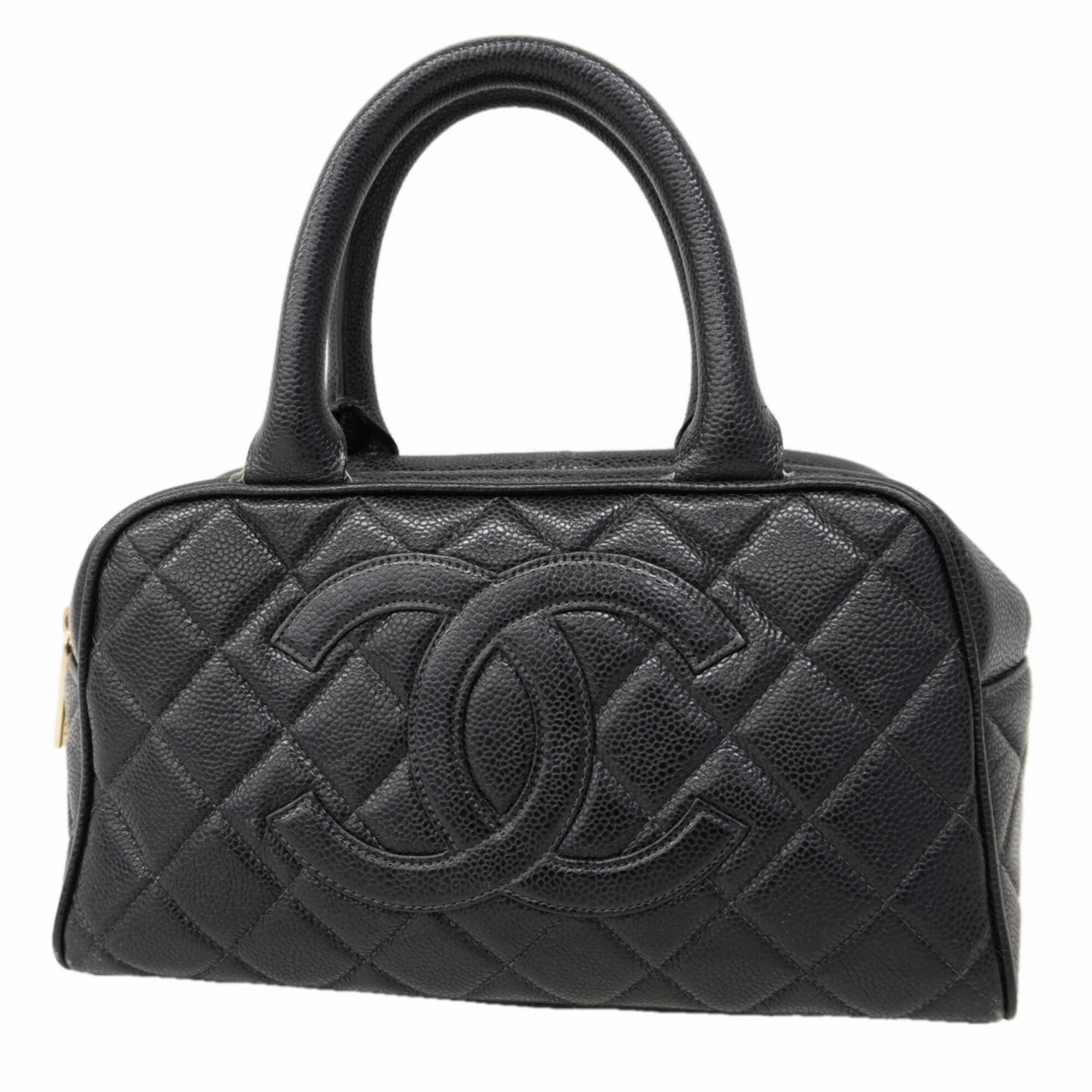 Chanel Black Grained Calfskin Handbag (Pre-Owned)