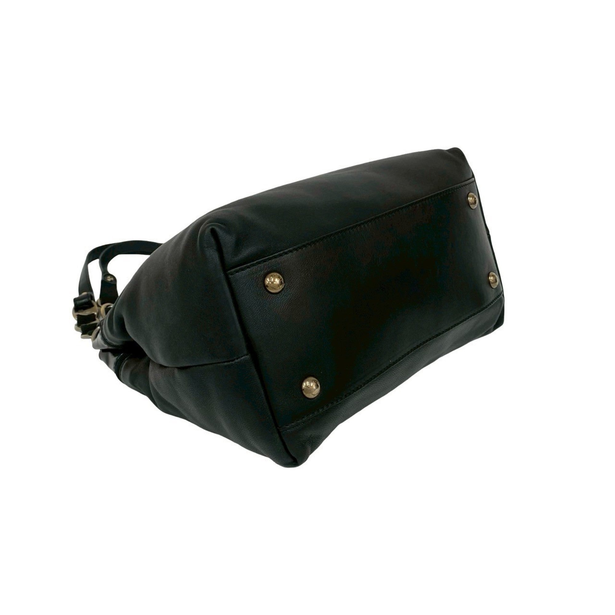 Salvatore Ferragamo Black Patent Leather Leather Shoulder Bag Tote Bag (Pre-Owned)