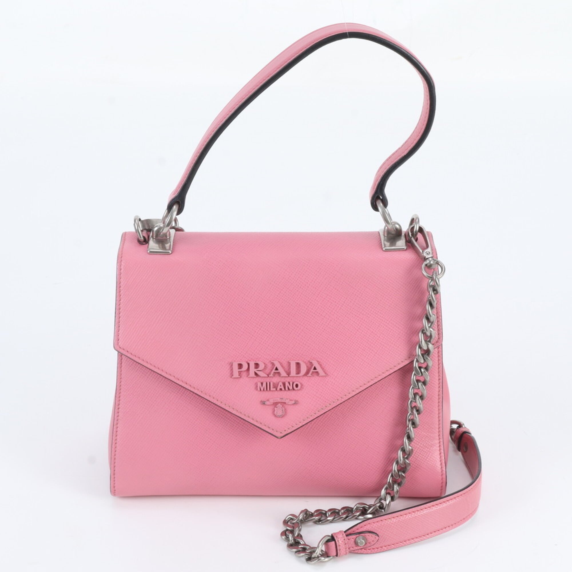 Prada Pink Leather Handbag Shoulder Bag Tote Bag (Pre-Owned)