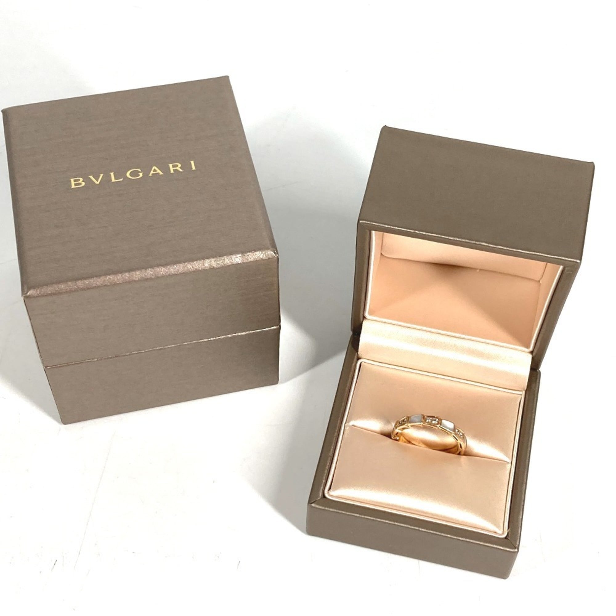 Bvlgari Serpenti Pink Gold White Band Ring (Pre-Owned)