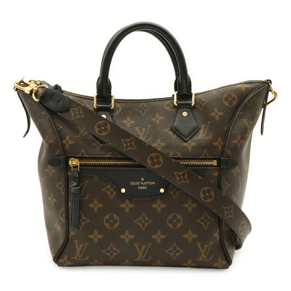 Louis Vuitton Noir Monogram Canvas Leather Handbag Shoulder Bag (Pre-Owned)
