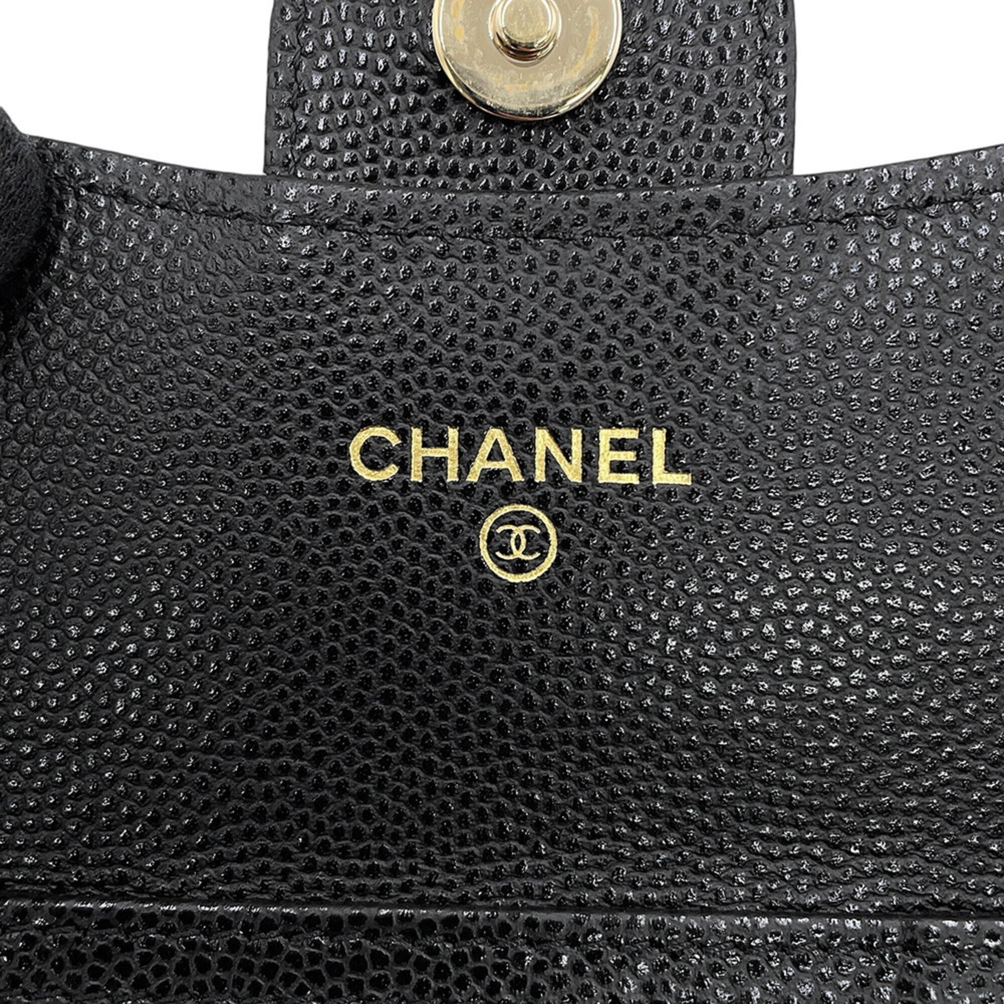 Chanel Matelasse Black Grained Calfskin Chain/Shoulder Wallet (Pre-Owned)