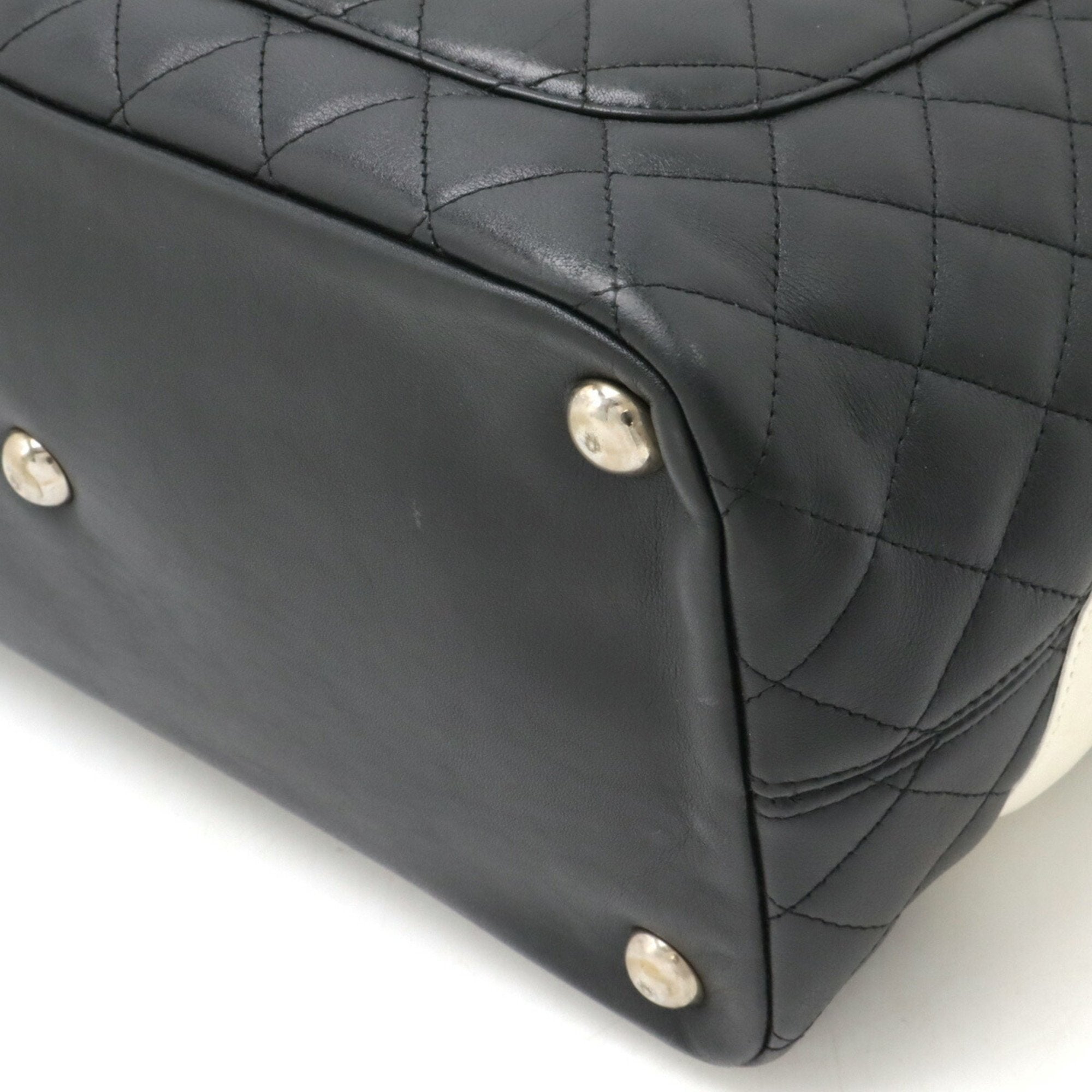 Chanel Black White Cambon Ligne Shoulder Bag Tote Bag (Pre-Owned)