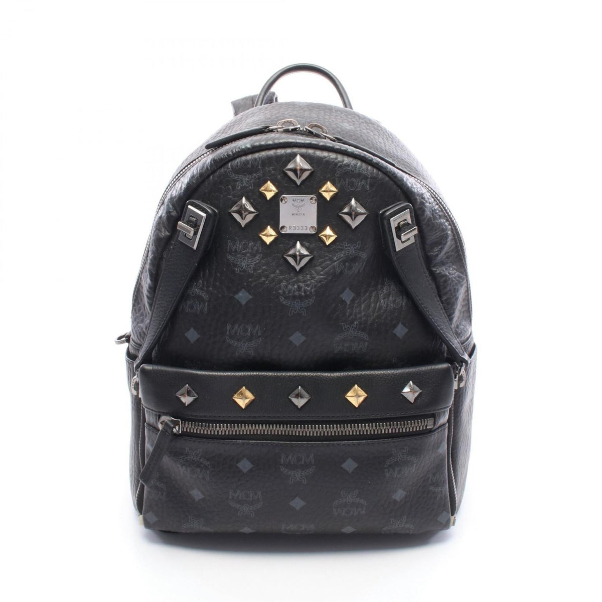 Mcm Black Gray Coated Canvas Backpack Handbag (Pre-Owned)