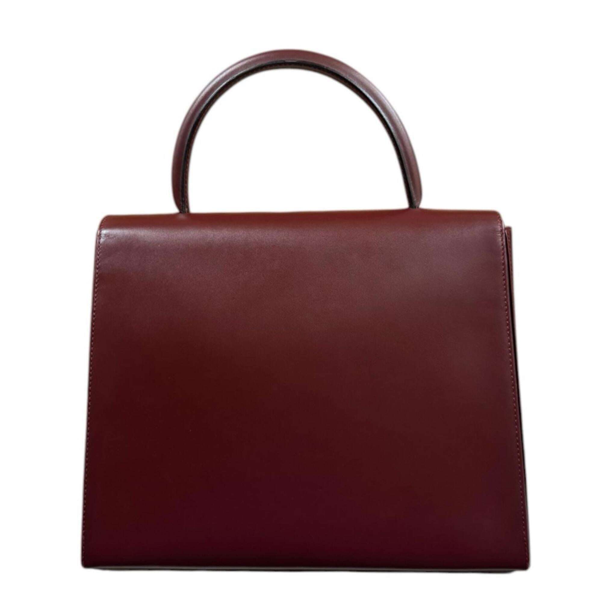 Cartier Bordeaux Red Color Leather Handbag (Pre-Owned)