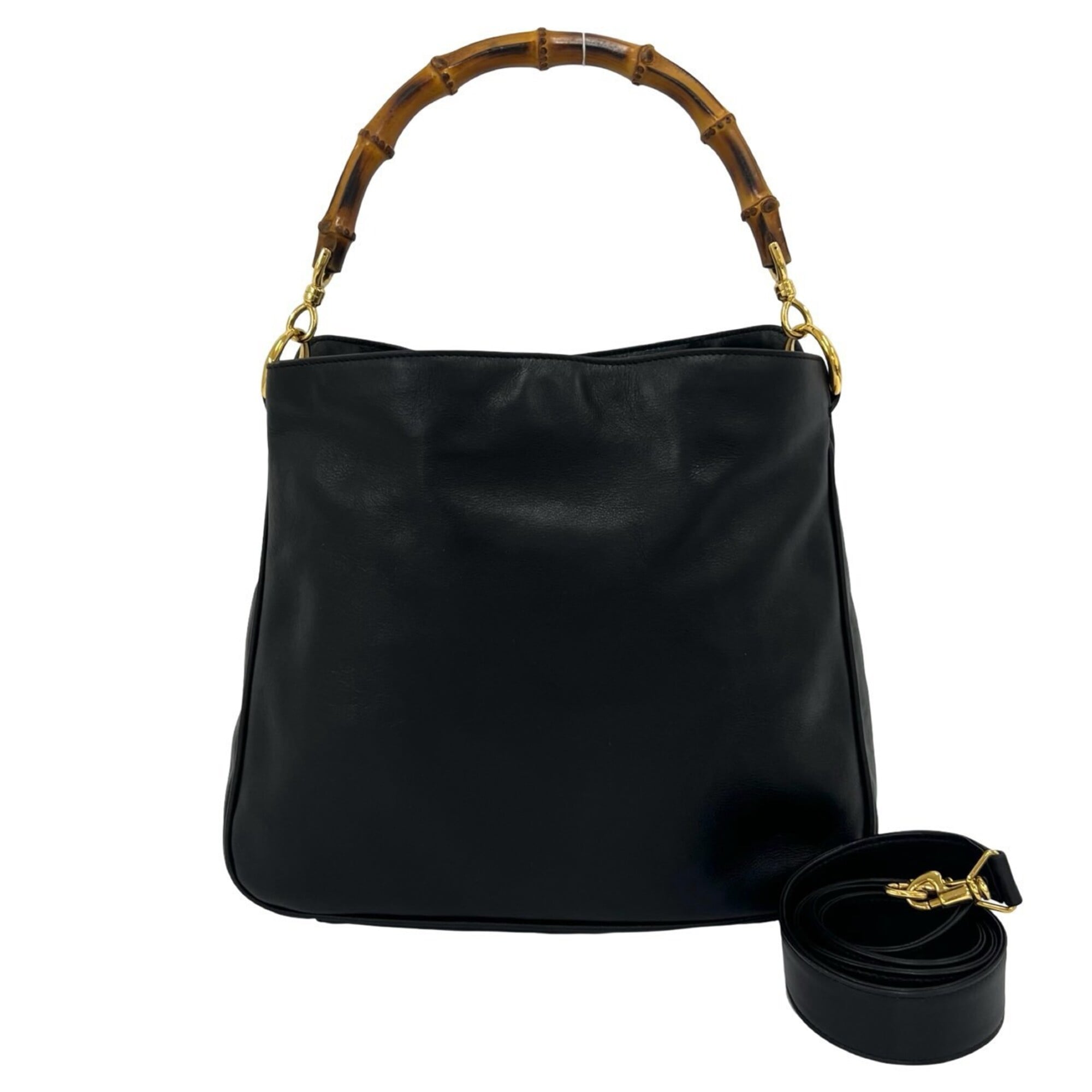 Gucci Black Leather Handbag Shoulder Bag Tote Bag (Pre-Owned)