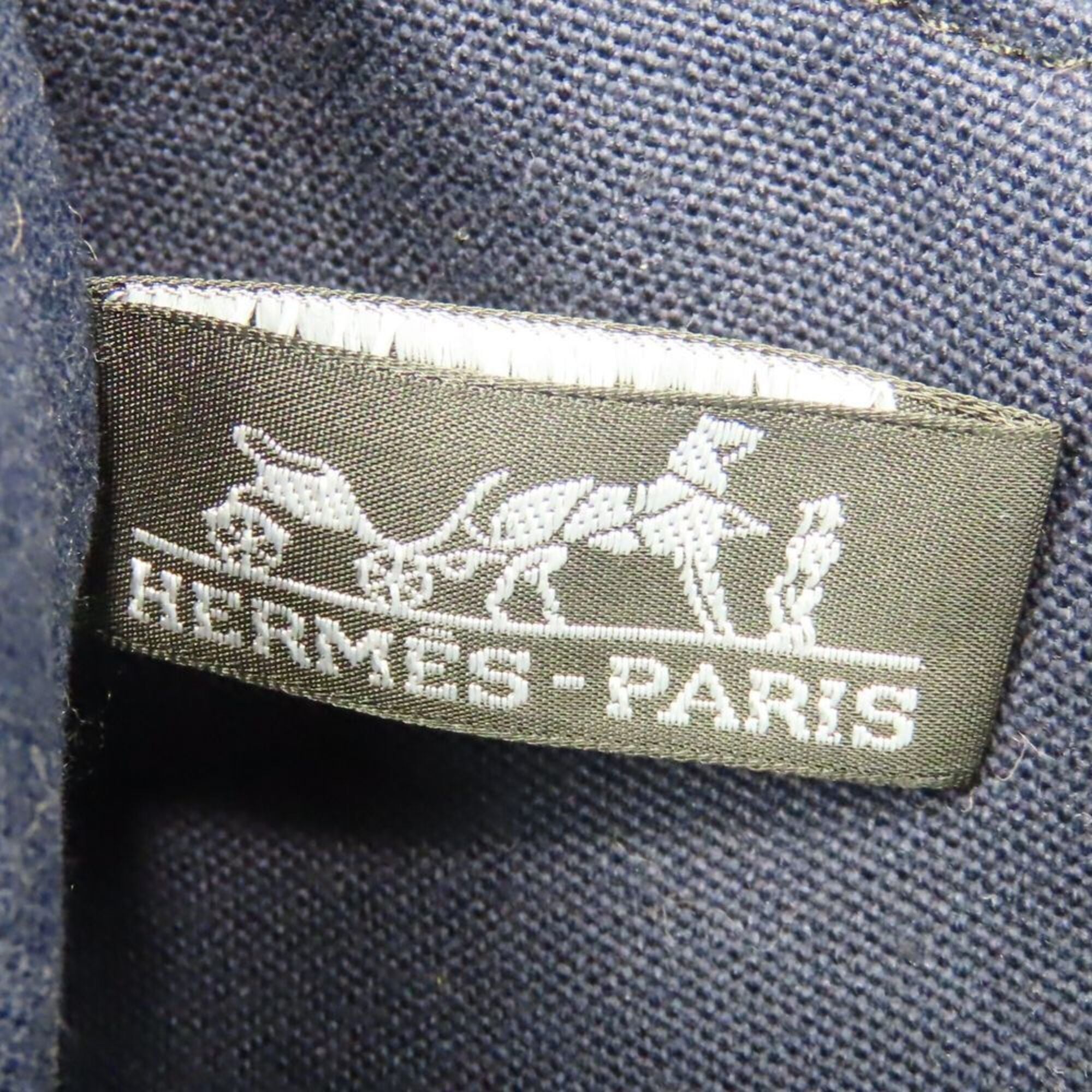 Hermes Black Navy Canvas Tote Bag (Pre-Owned)