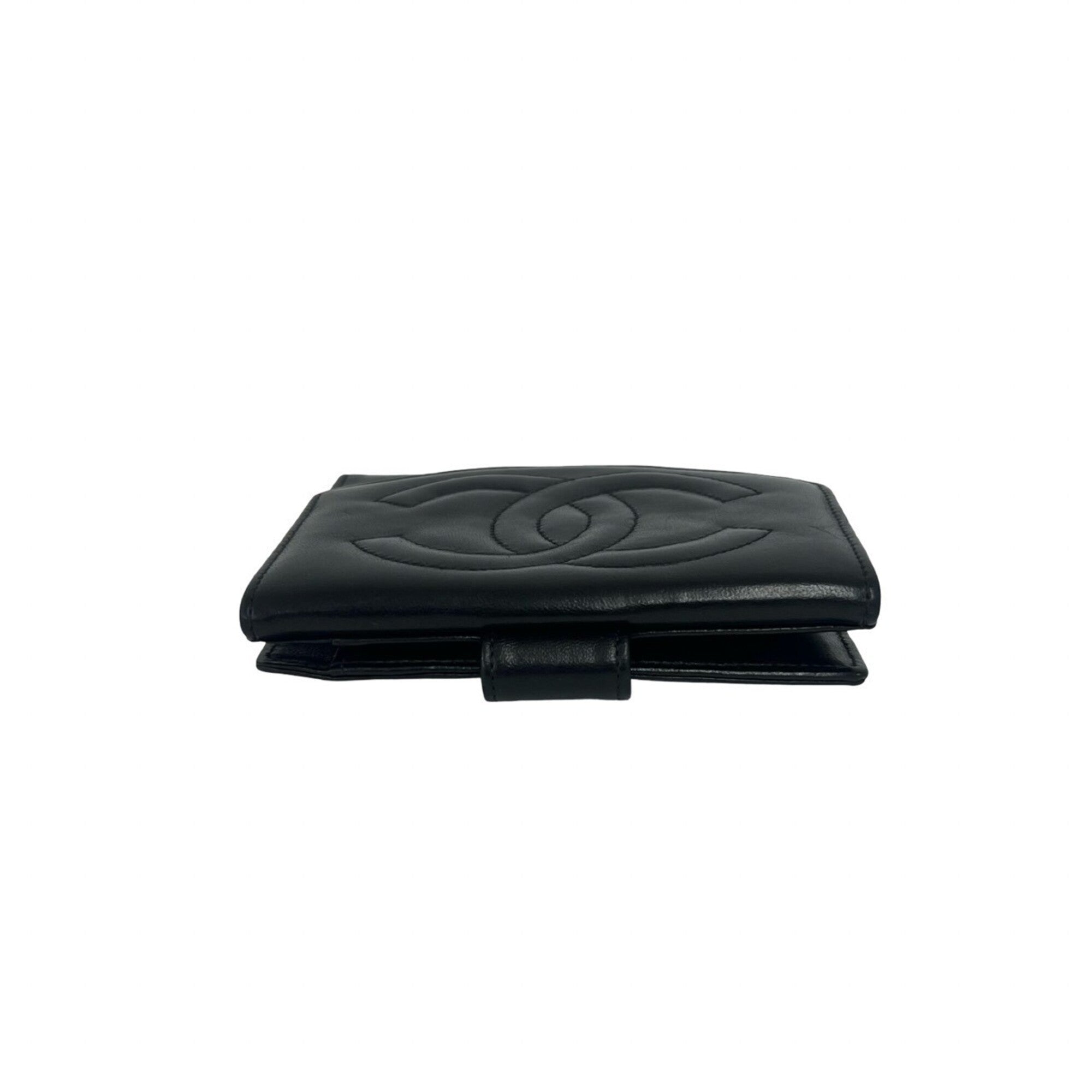 Chanel Black Leather Wallet (Bi-Fold) (Pre-Owned)