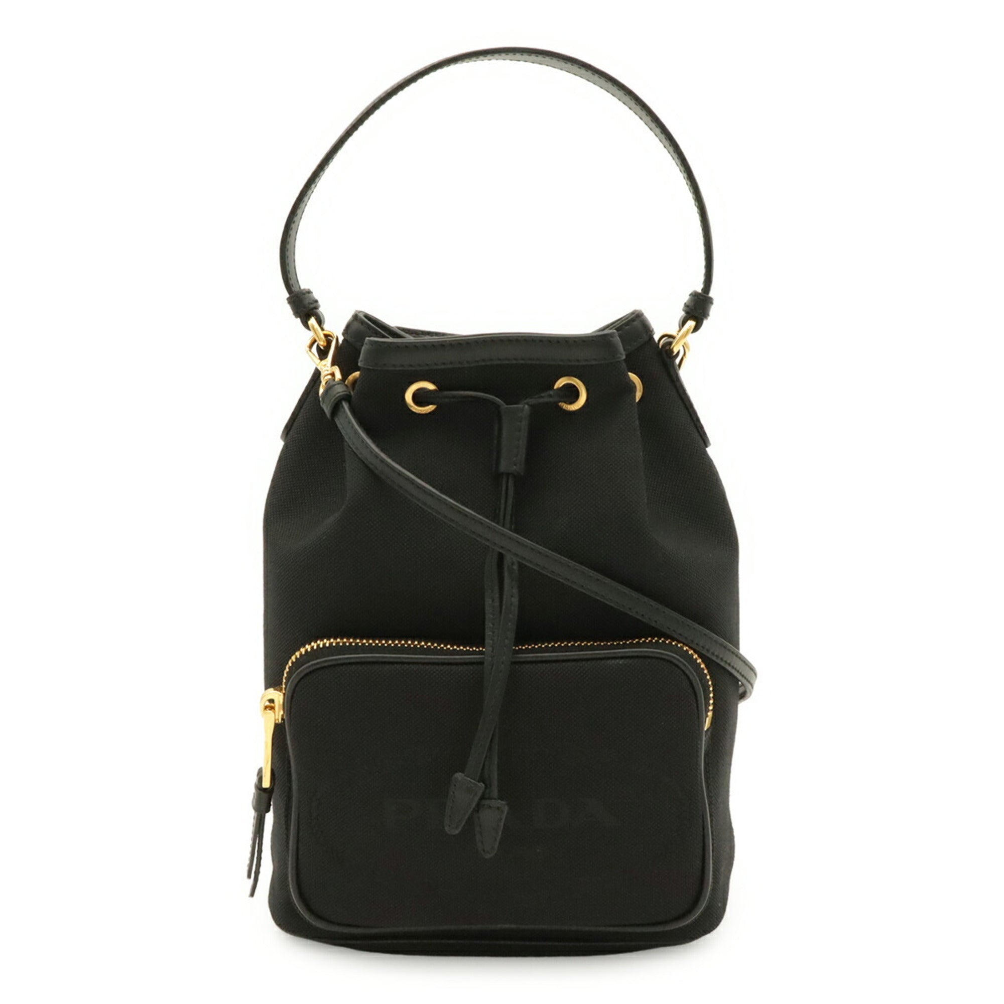 Prada Black Nero Canvas Handbag Shoulder Bag (Pre-Owned)