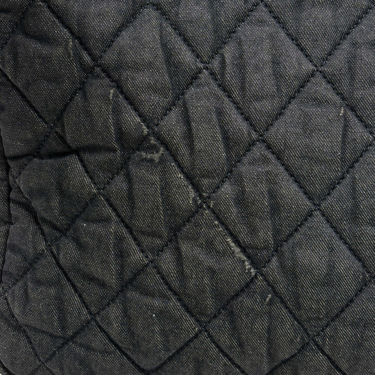 Chanel Dark Gray Canvas Leather Shoulder Bag (Pre-Owned)