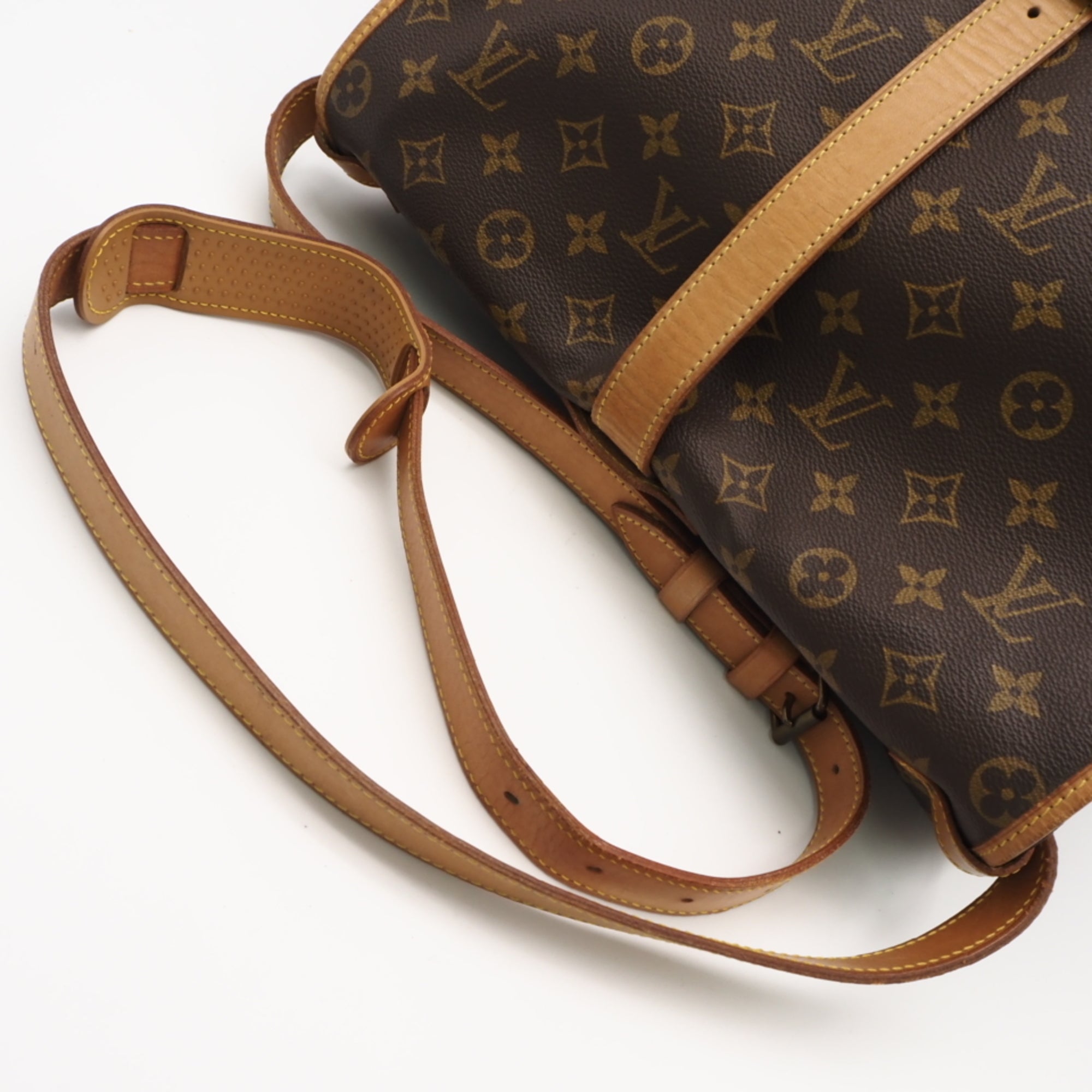 Louis Vuitton Monogram Beige Brown Coated Canvas Leather Shoulder Bag (Pre-Owned)