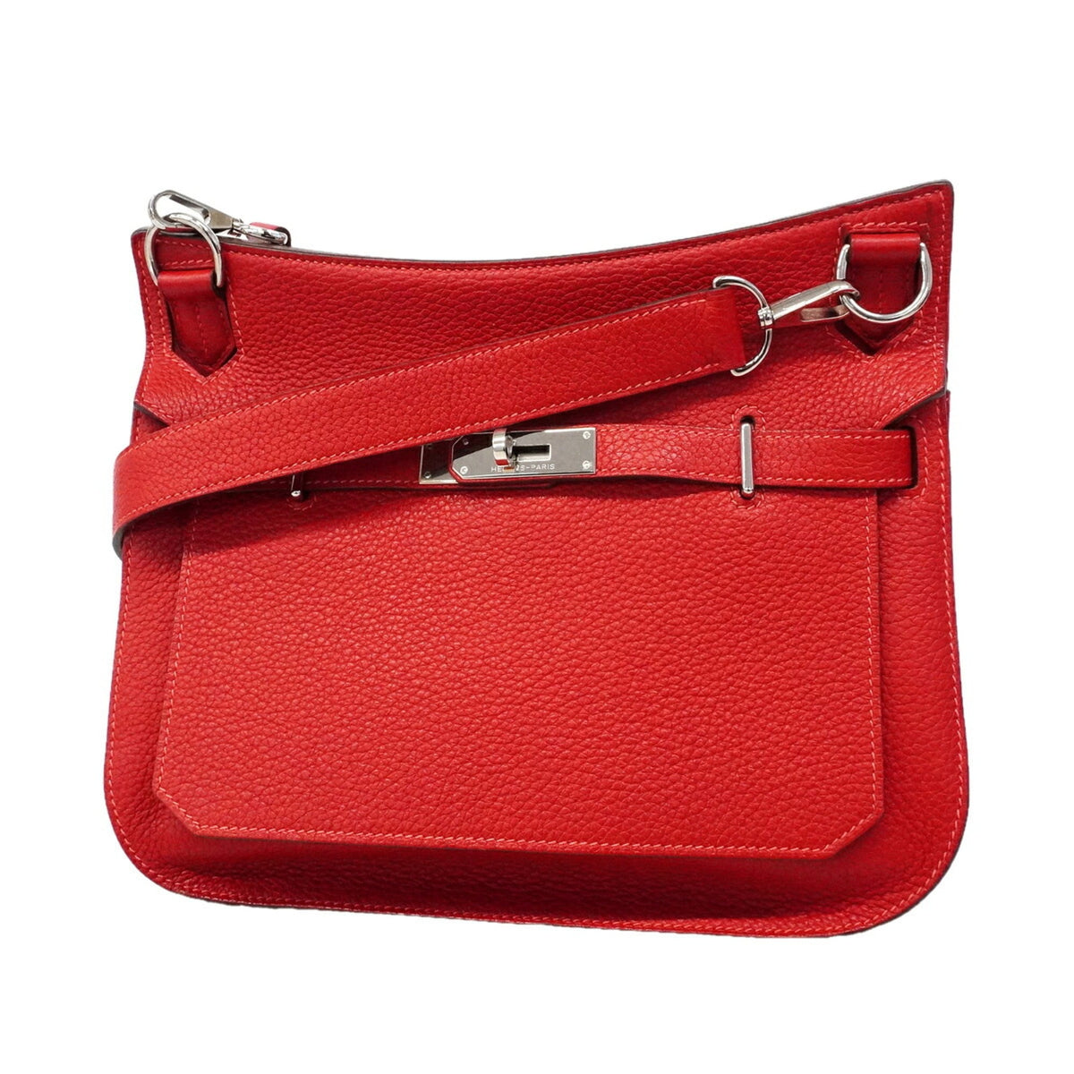 Hermes Rose Jaipur Rouge Casaque Taurillon Clemence Leather Shoulder Bag (Pre-Owned)