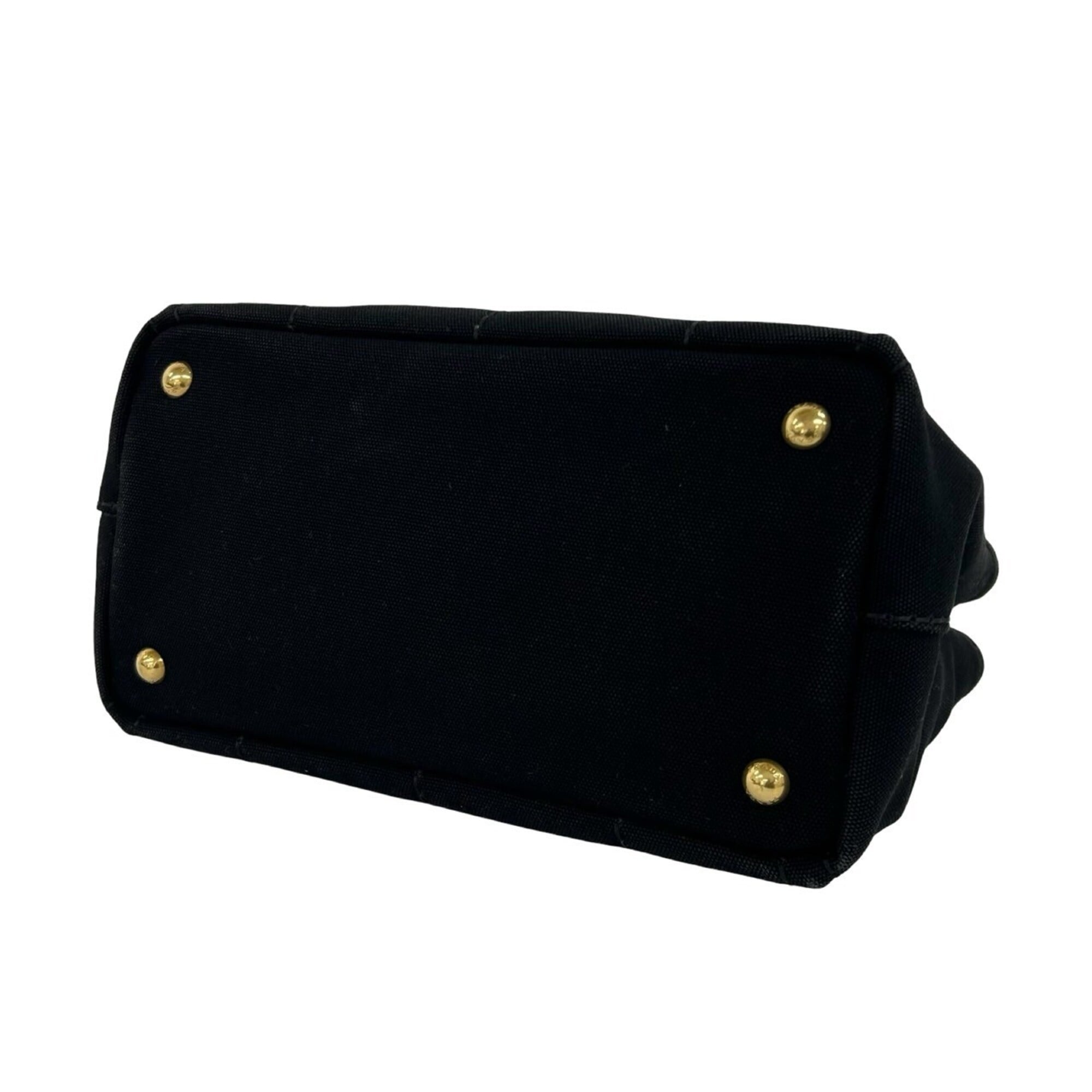 Prada Black Canvas Handbag Shoulder Bag Tote Bag (Pre-Owned)