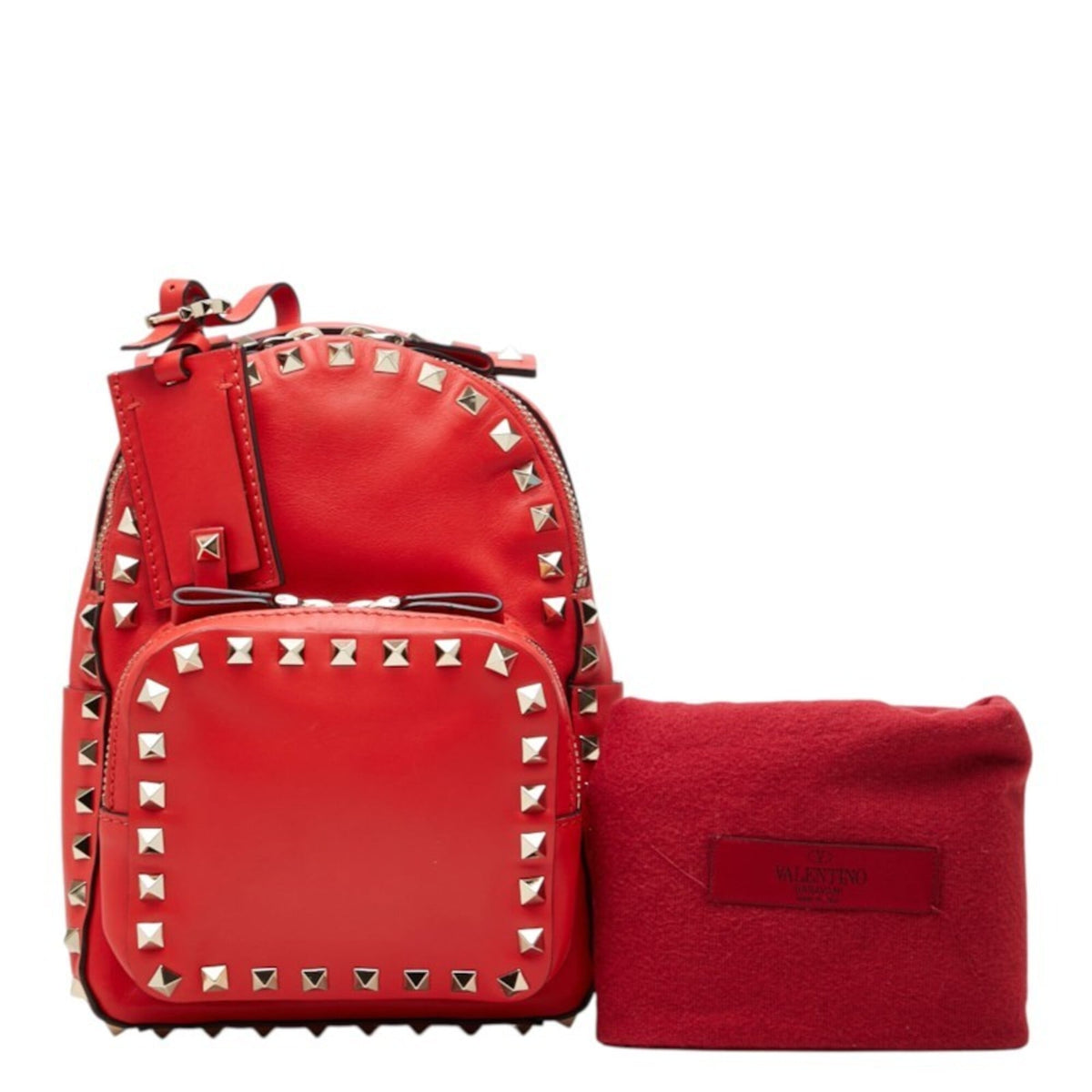 Valentino Red Color Leather Backpack (Pre-Owned)