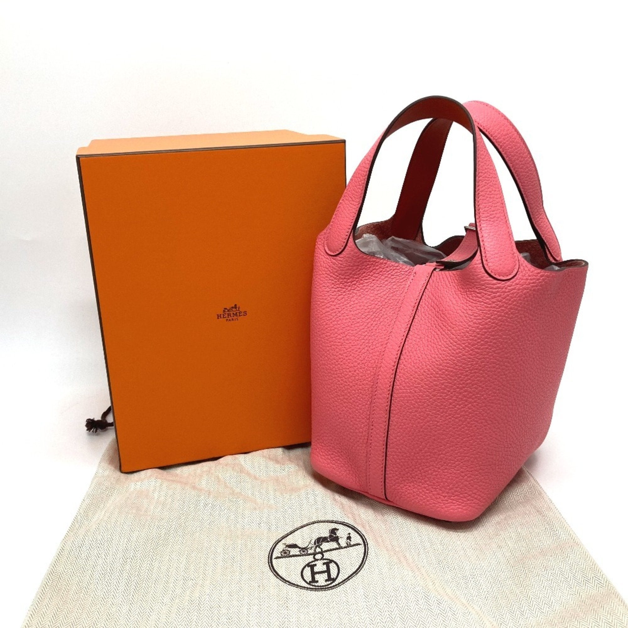 Hermes Pink Rose Azalee Taurillon Clemence Leather Handbag (Pre-Owned)