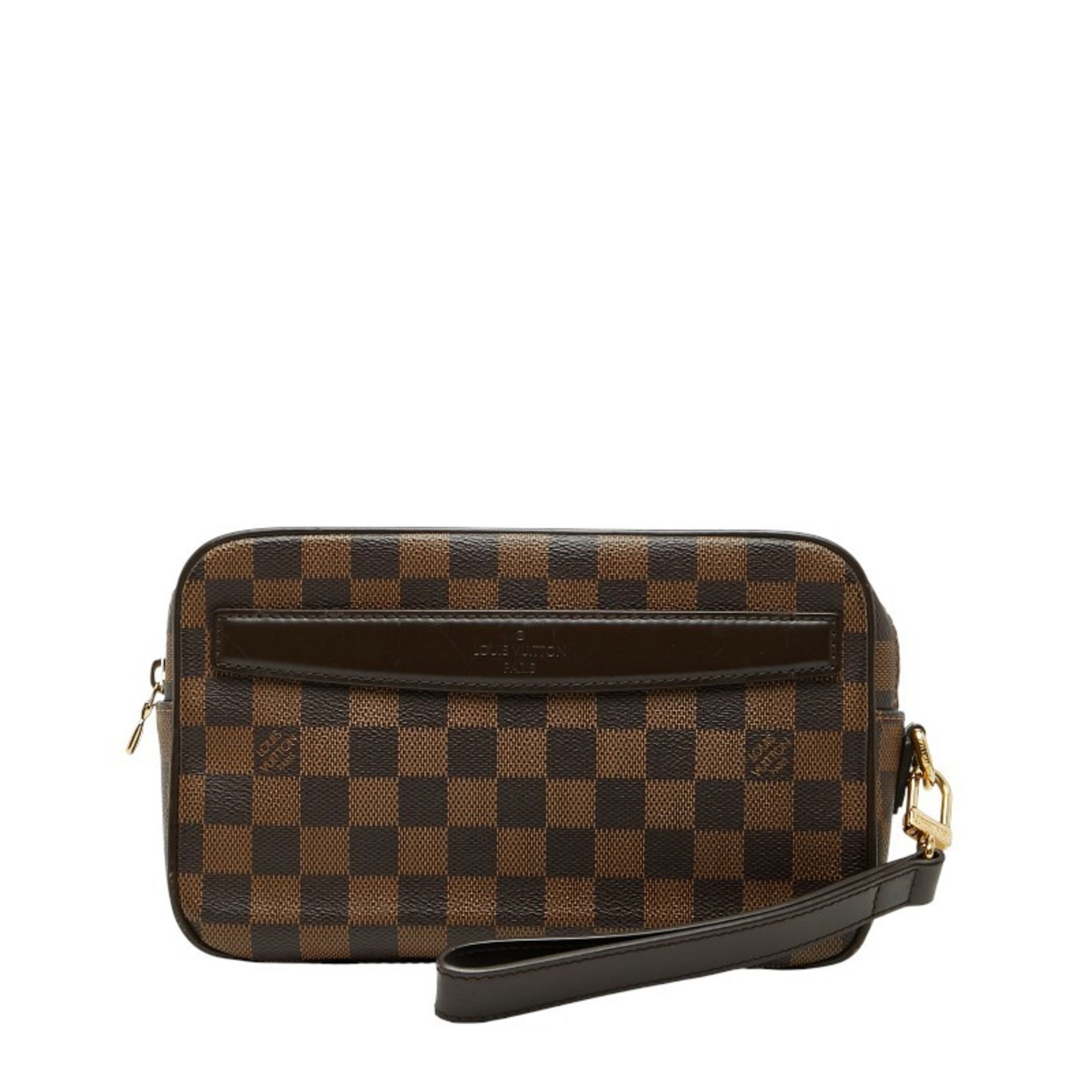 Louis Vuitton Brown Damier Canvas Pvc Leather Clutch Bag Pochette (Pre-Owned)