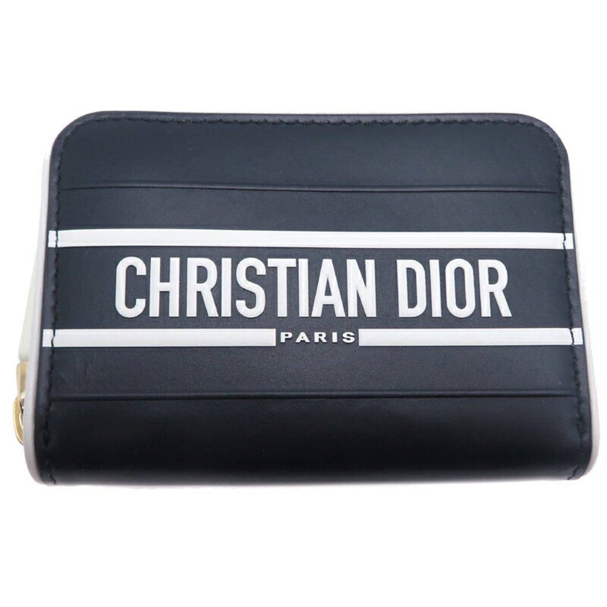 Christian Dior Black White Leather Coin Purse/Coin Case (Pre-Owned)
