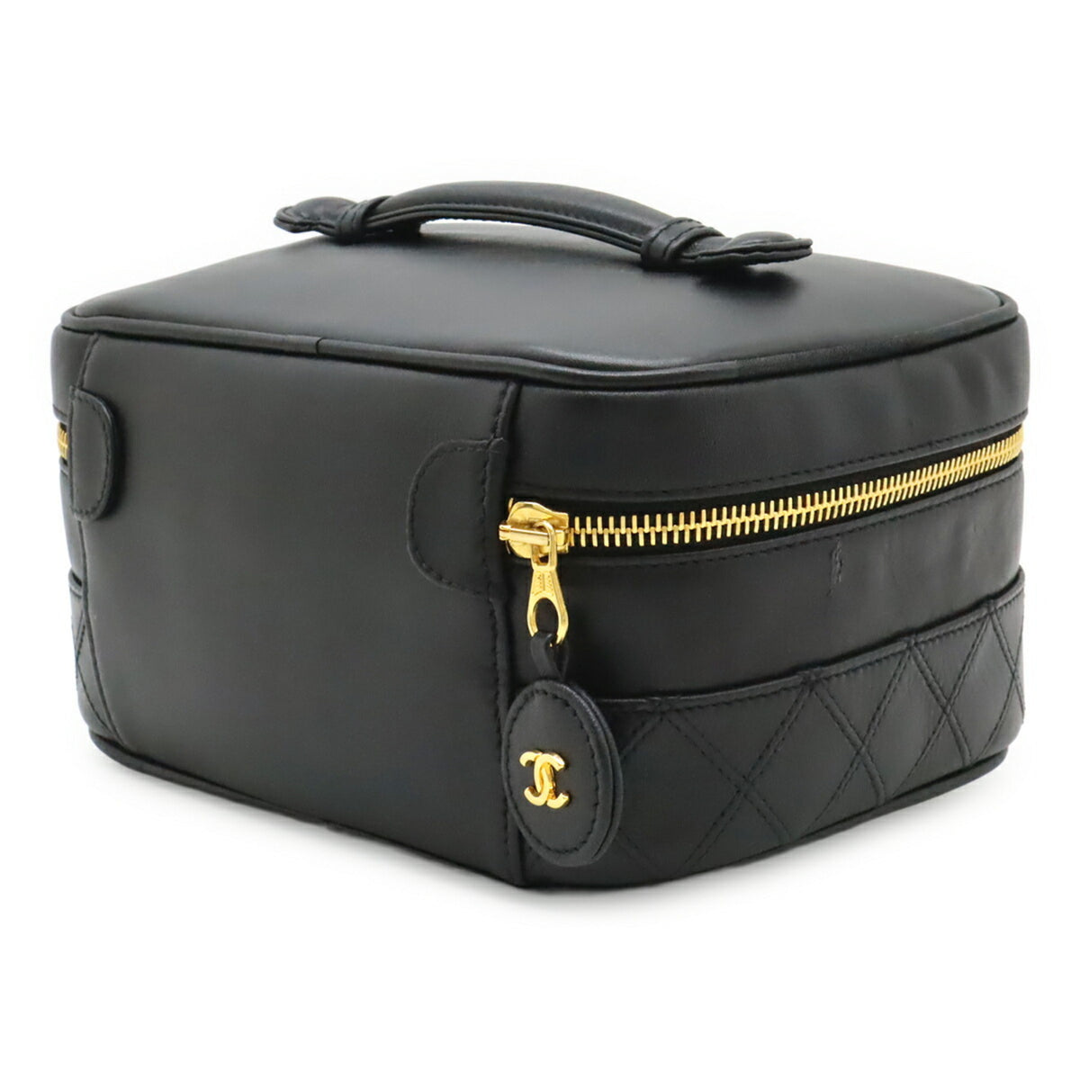 Chanel Black Leather Handbag Pouch Vanity Bag (Pre-Owned)