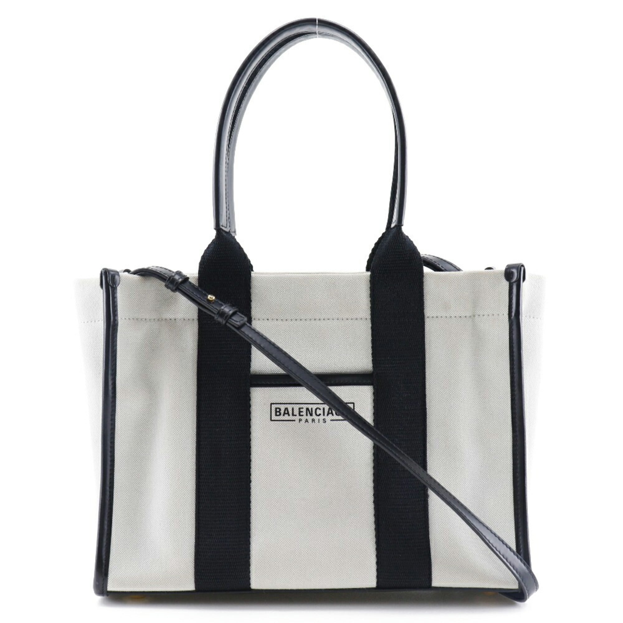 Balenciaga Black White Canvas Pouch Tote Bag (Pre-Owned)