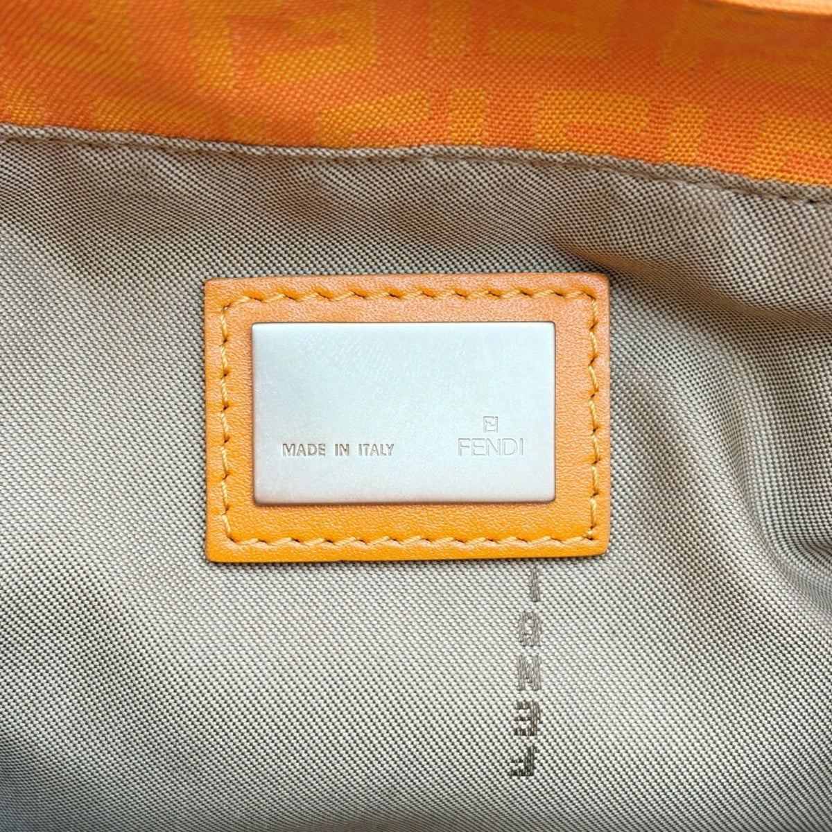 Fendi Zucchino Orange Canvas Leather Tote Bag (Pre-Owned)