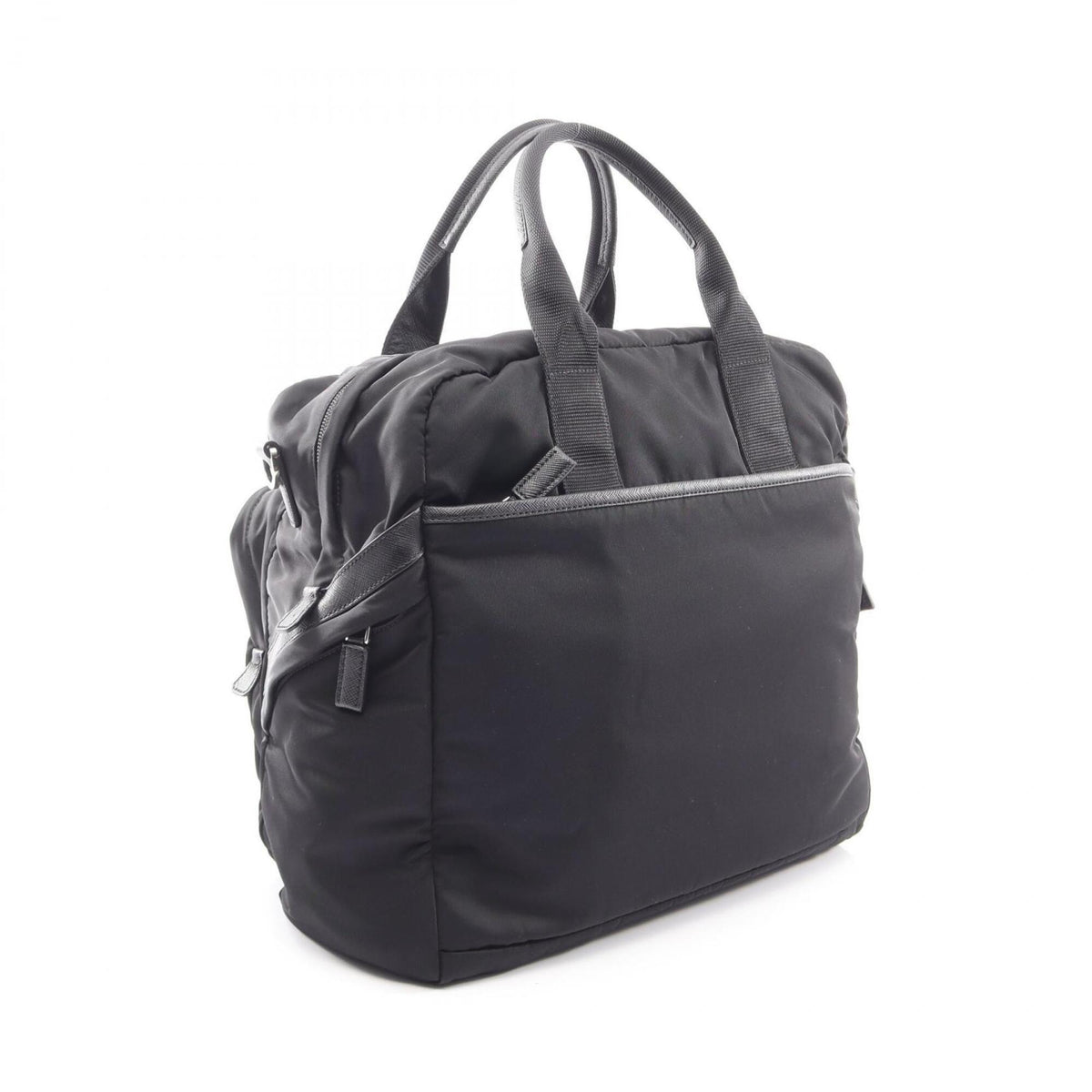 Prada Black Nylon Leather Boston Bag Handbag (Pre-Owned)