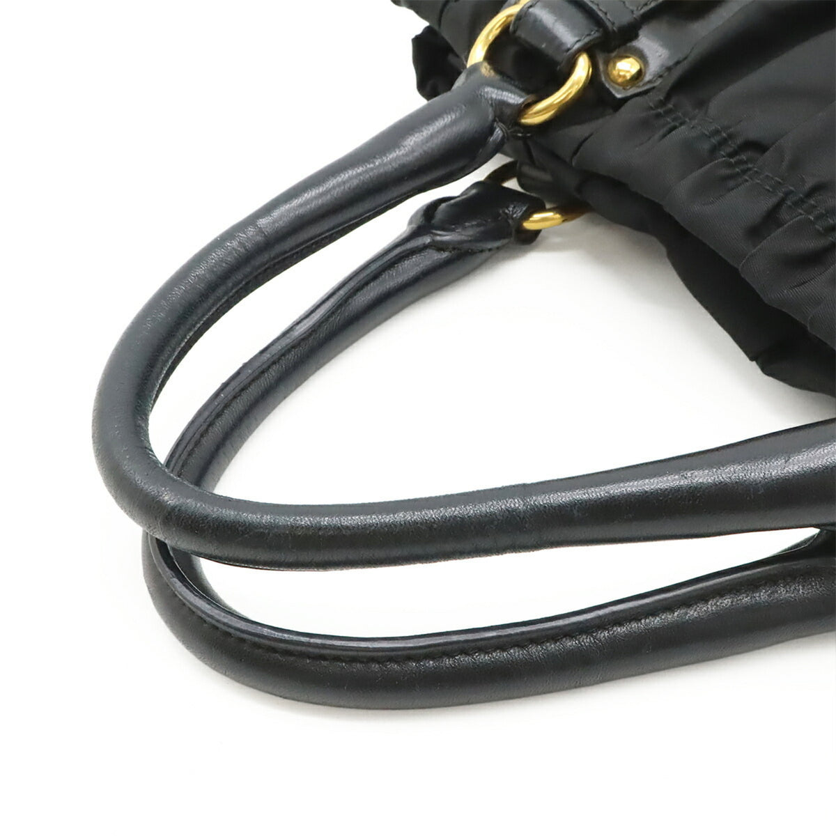 Prada Black Nero Nylon Leather Handbag Shoulder Bag Tote Bag (Pre-Owned)