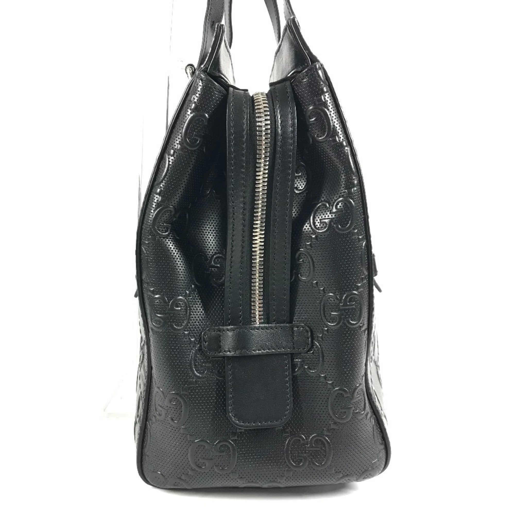 Gucci Black Leather Shoulder Bag Tote Bag (Pre-Owned)