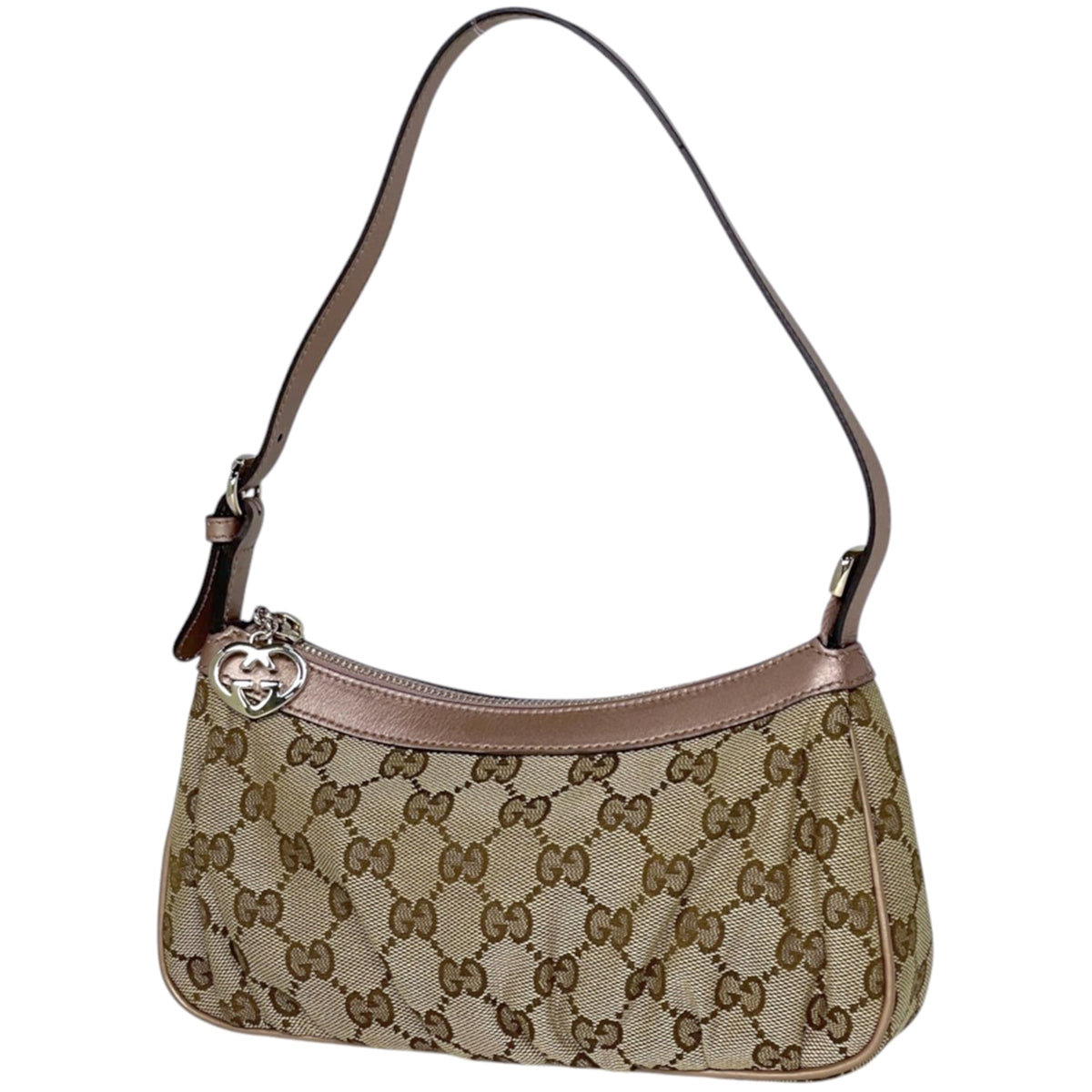 Gucci Gg Canvas Beige Pink Gg Canvas Leather Handbag (Pre-Owned)