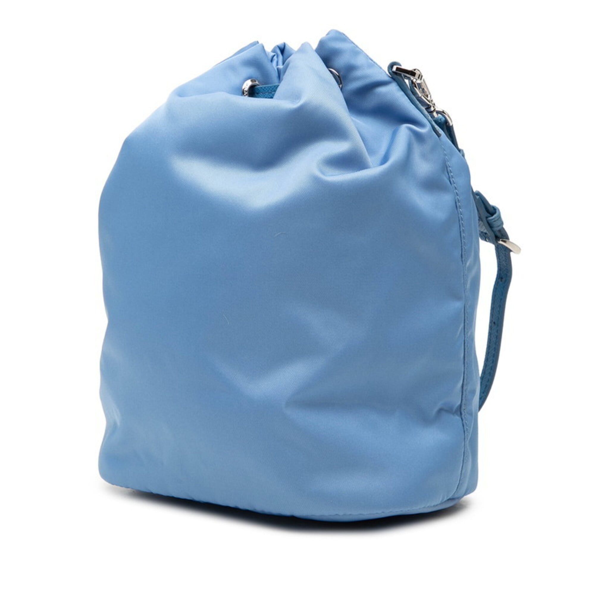 Prada Blue Nylon Leather Handbag Pouch (Pre-Owned)