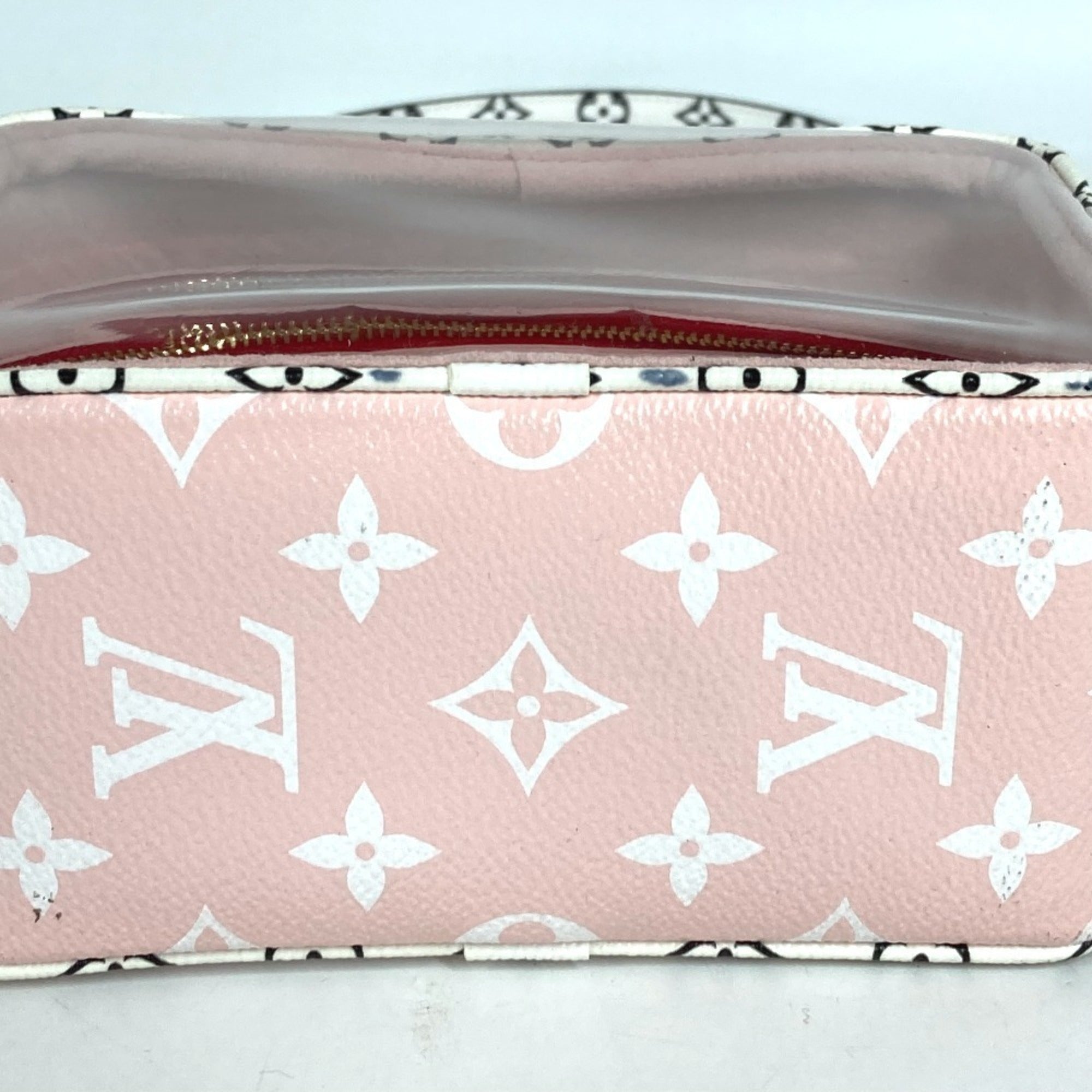 Louis Vuitton Pink Red Color Monogram Canvas Handbag Pouch Shoulder Bag (Pre-Owned)