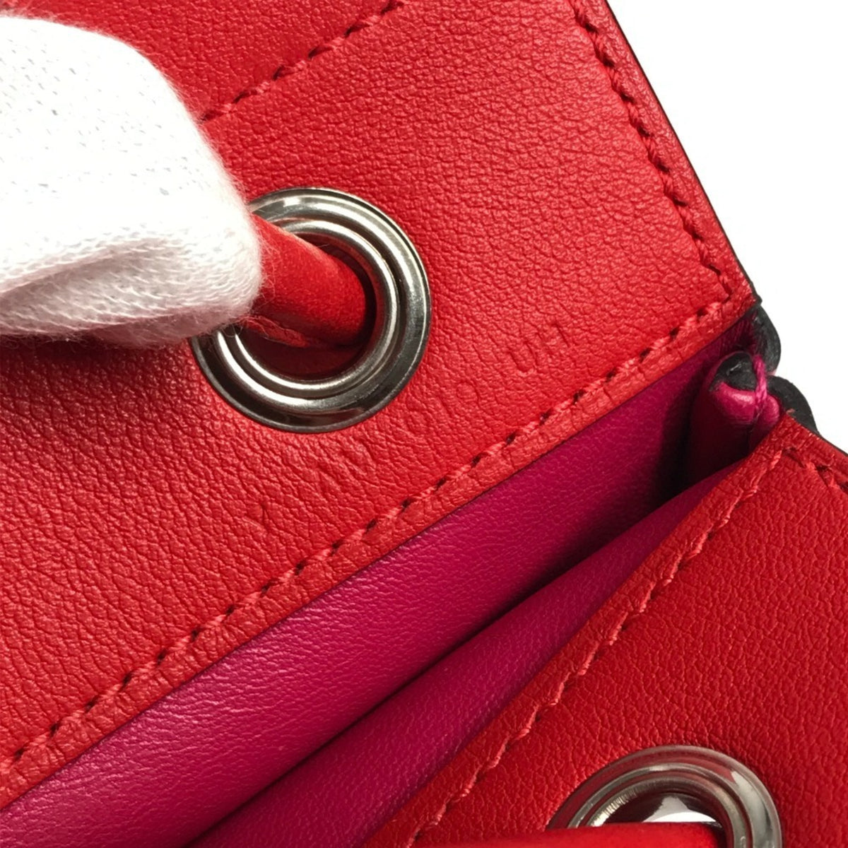 Hermes Pink Red Color Leather Pochette Shoulder Bag (Pre-Owned)