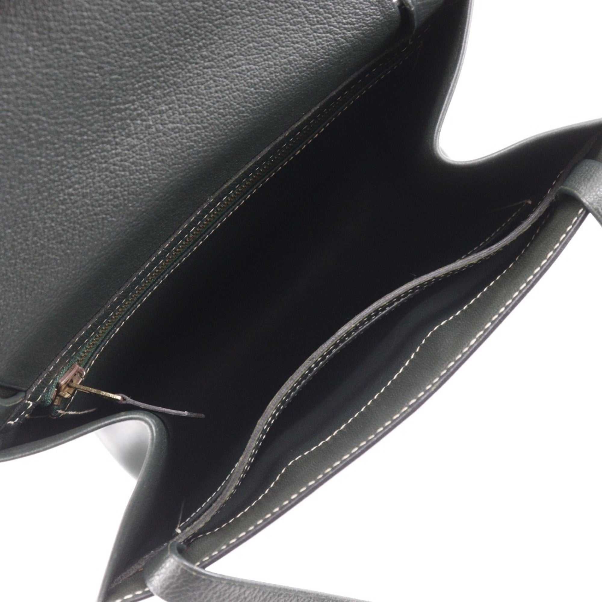 Hermes Dark Green Box Calf Leather Handbag (Pre-Owned)