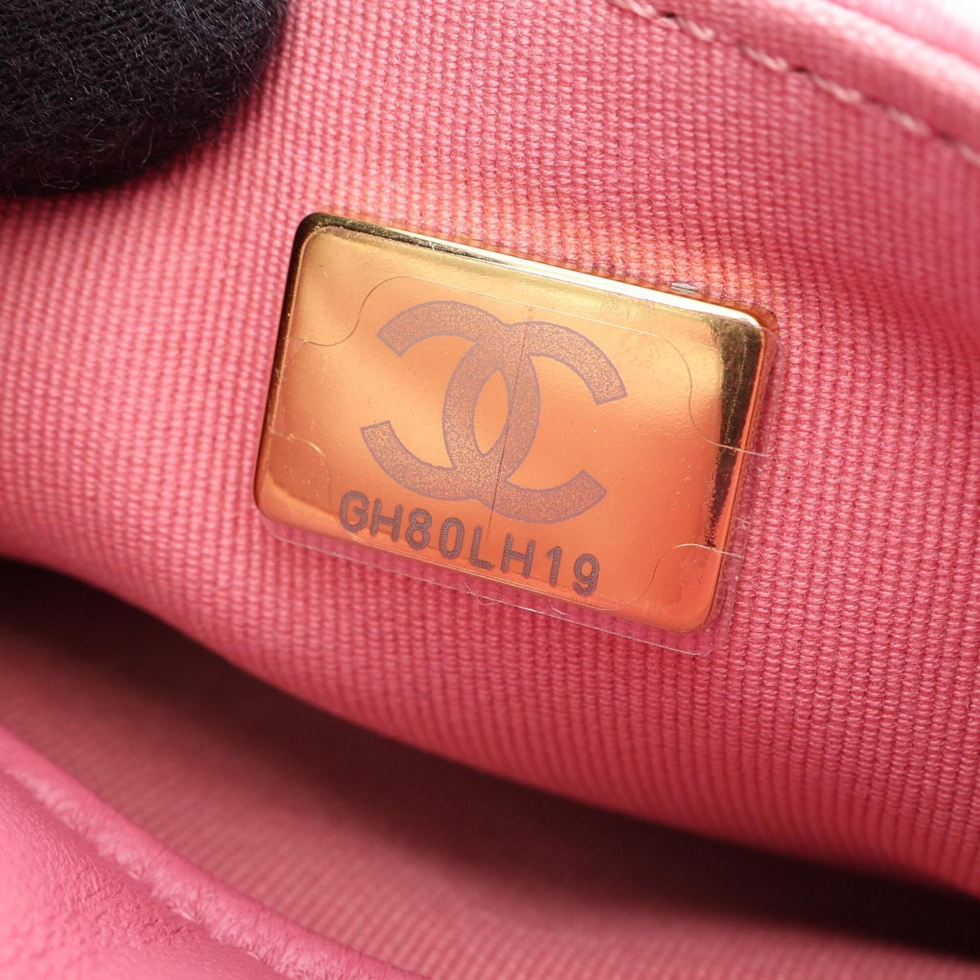 Chanel Pink Fabric Leather Handbag Shoulder Bag (Pre-Owned)