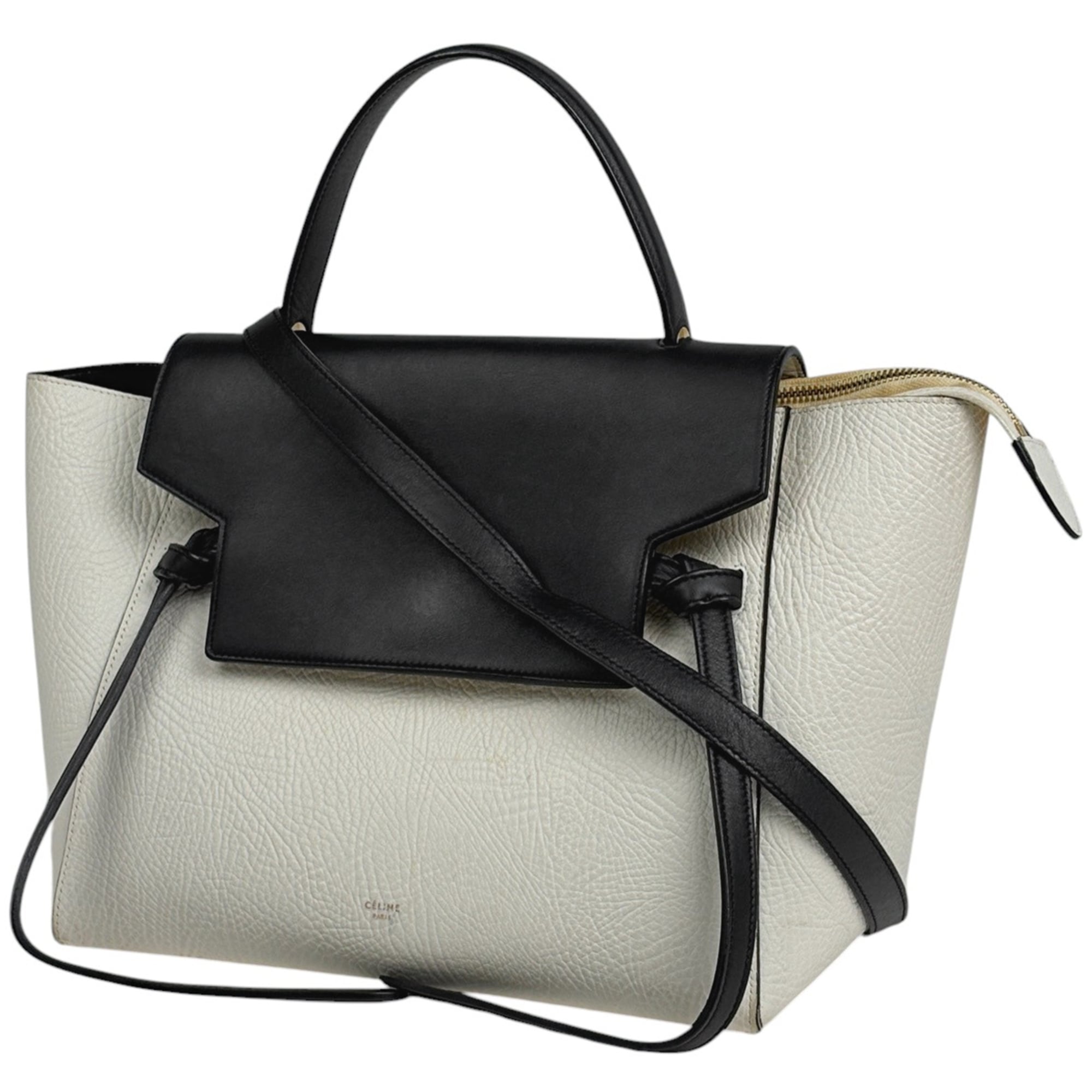 Celine Navy White Leather Handbag (Pre-Owned)