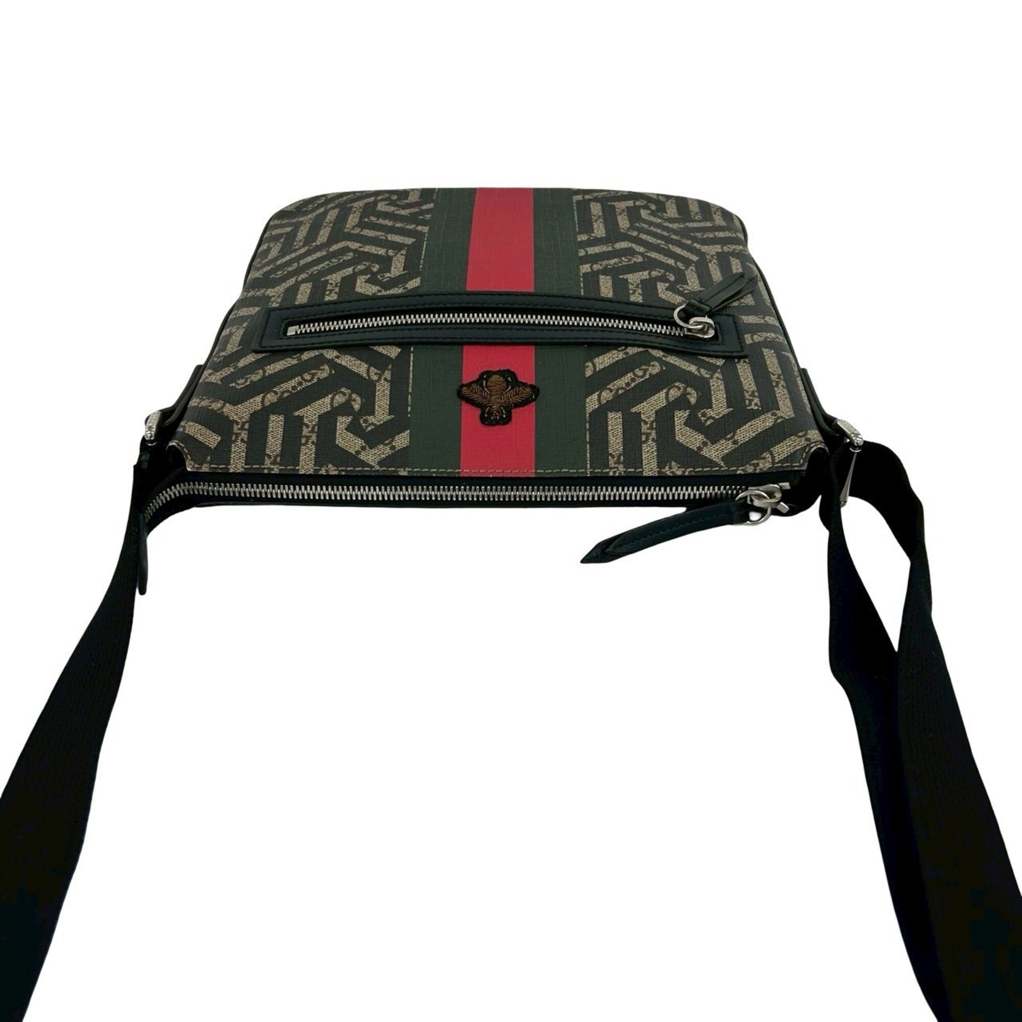 Gucci Black Green Red Color Elastane Leather Shoulder Bag (Pre-Owned)