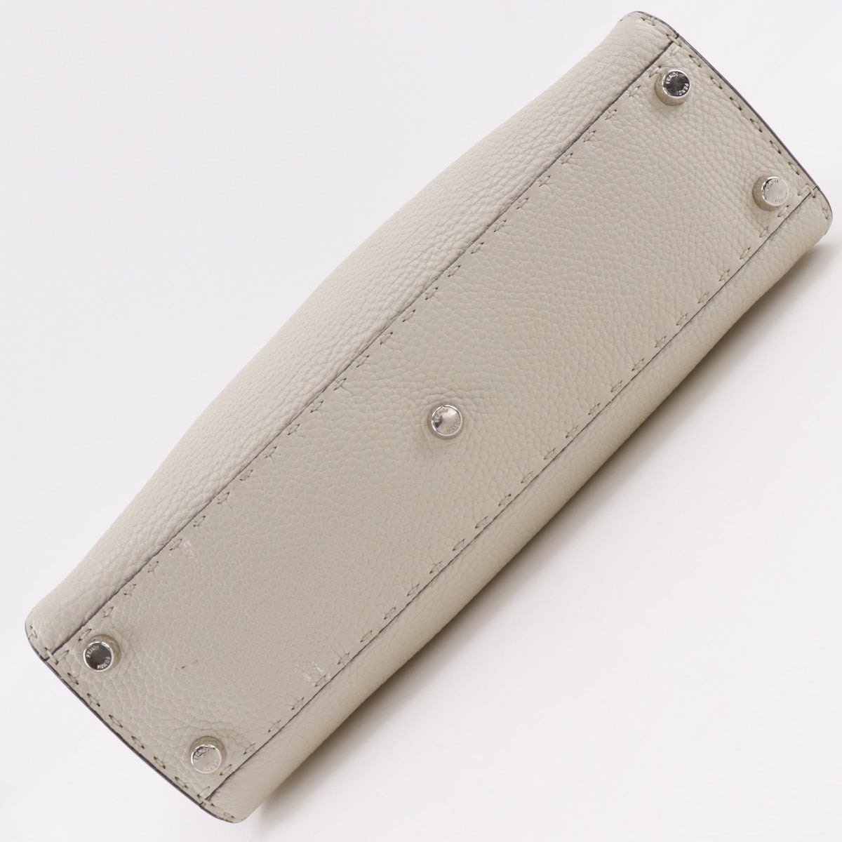 Fendi Peekaboo Light Gray Leather Handbag (Pre-Owned)