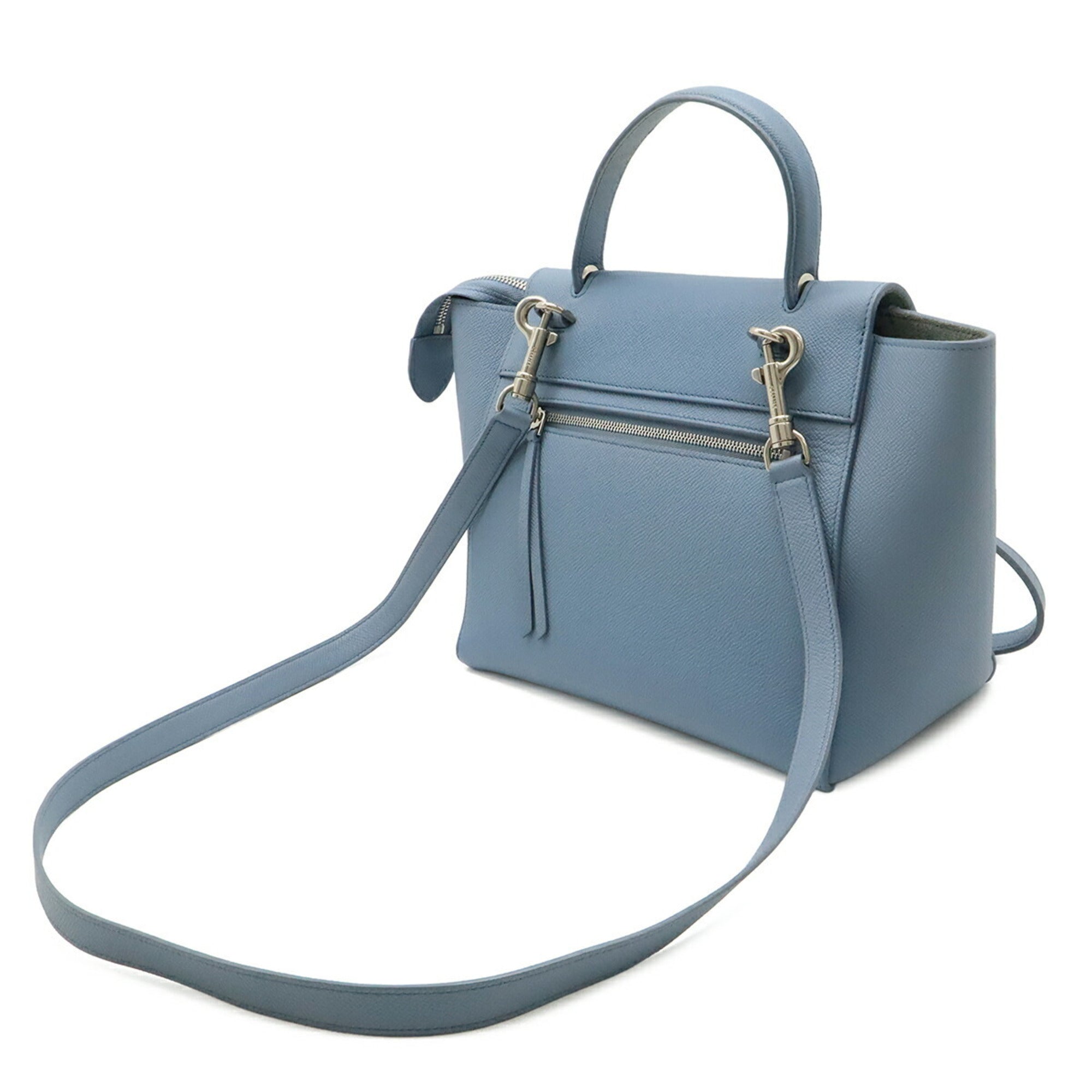 Celine Light Blue Leather Handbag Shoulder Bag (Pre-Owned)