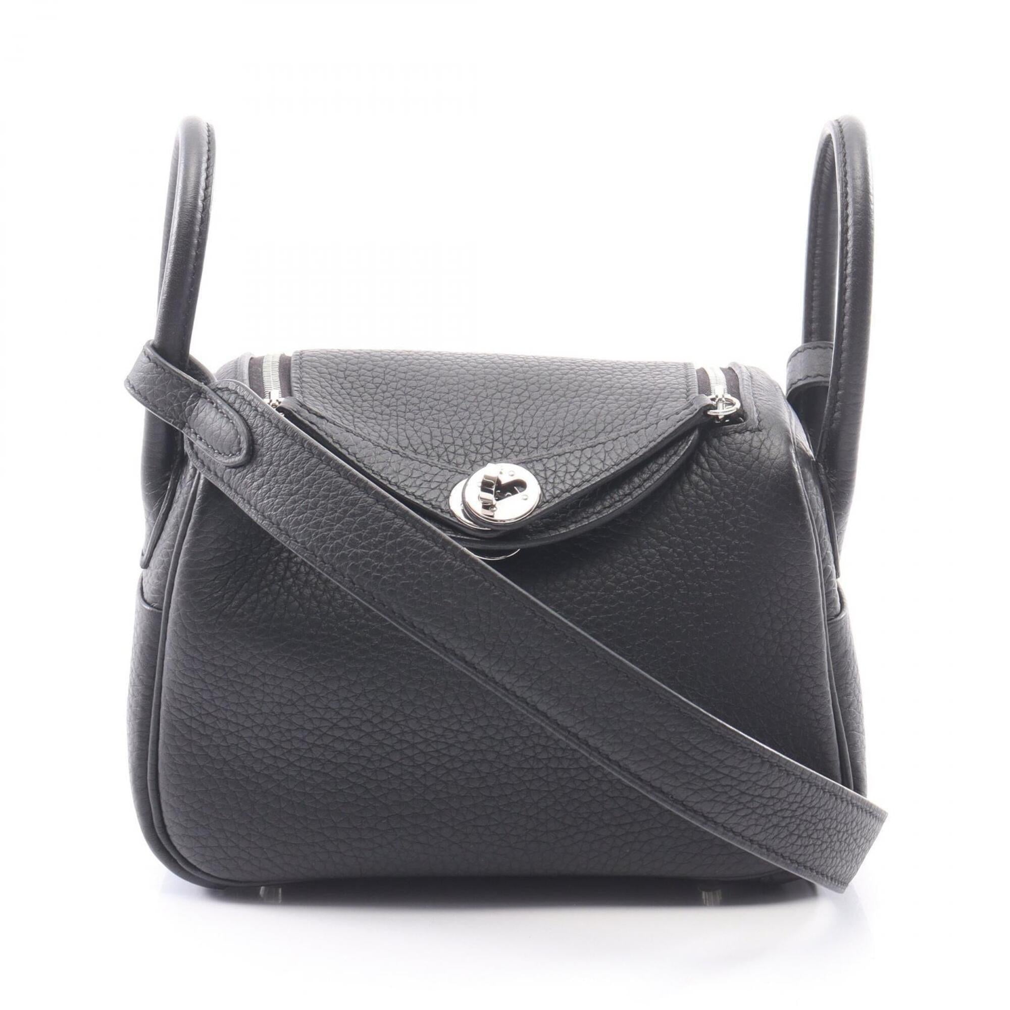 Hermes Lindy Black Taurillon Clemence Leather Handbag Shoulder Bag (Pre-Owned)