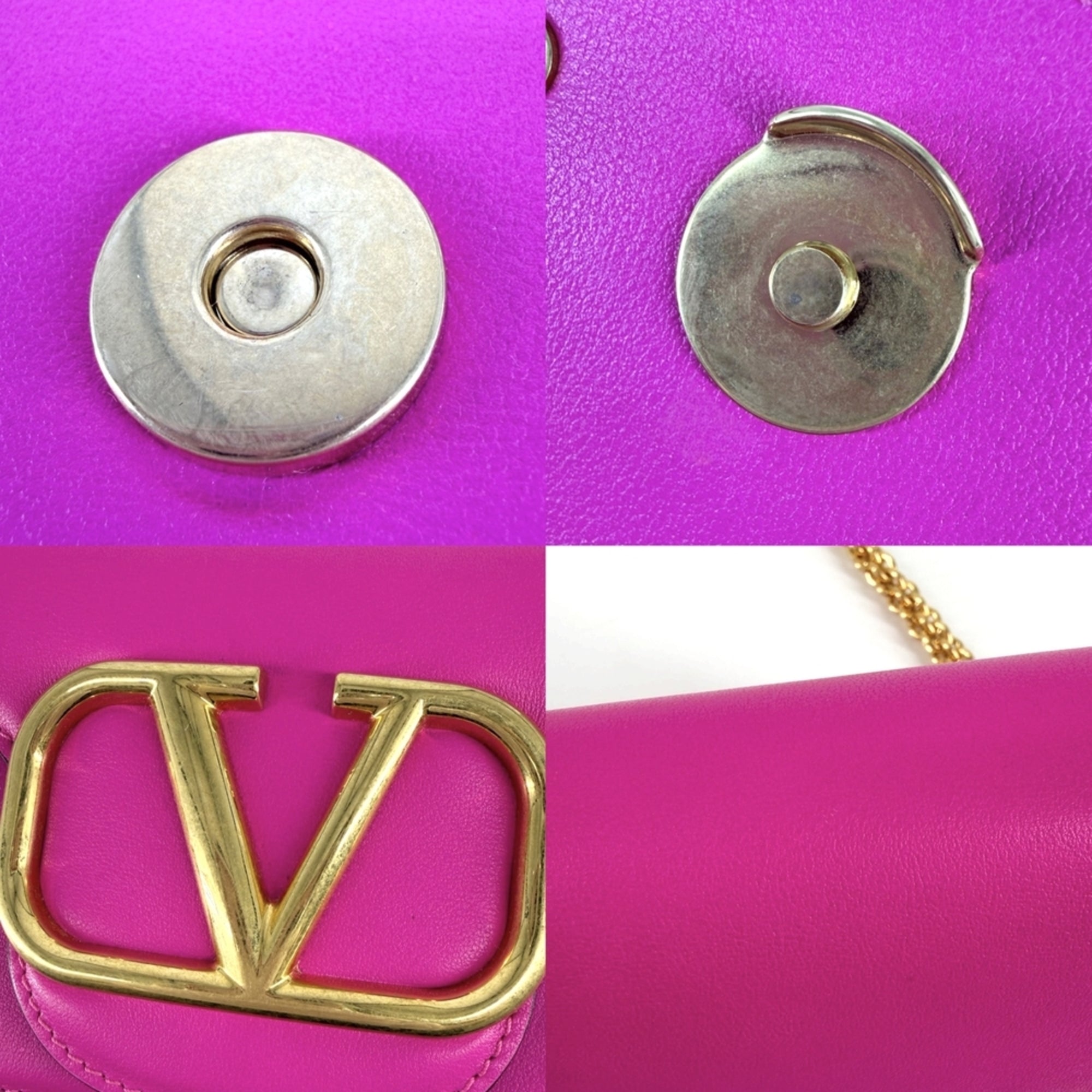 Valentino Garavani Pink White Leather Handbag Shoulder Bag (Pre-Owned)