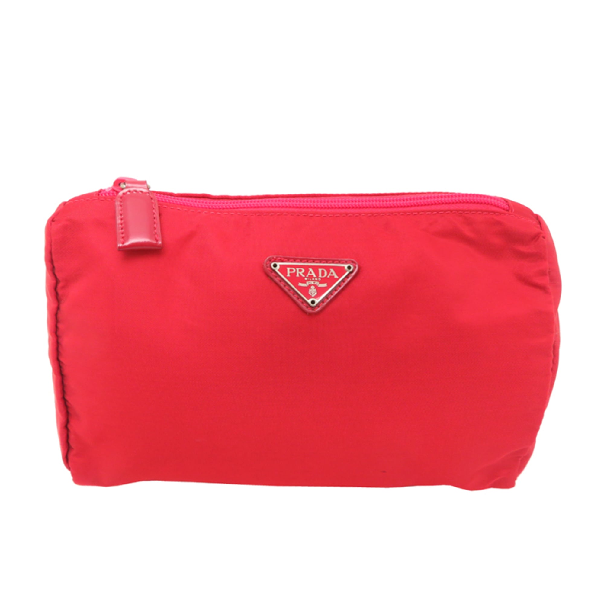Prada Red Color Nylon Pouch (Pre-Owned)