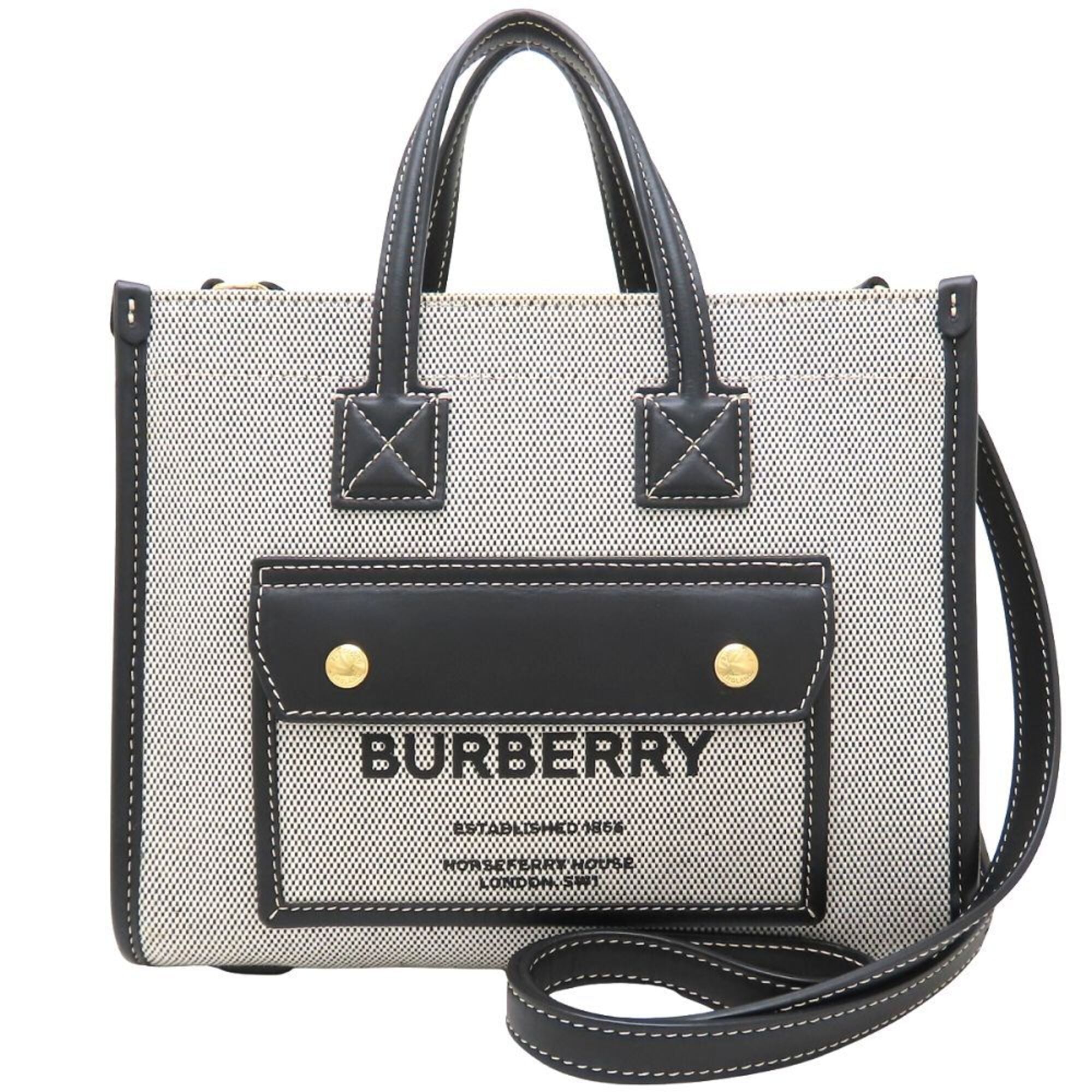 Burberry Black Canvas Leather Shoulder Bag (Pre-Owned)