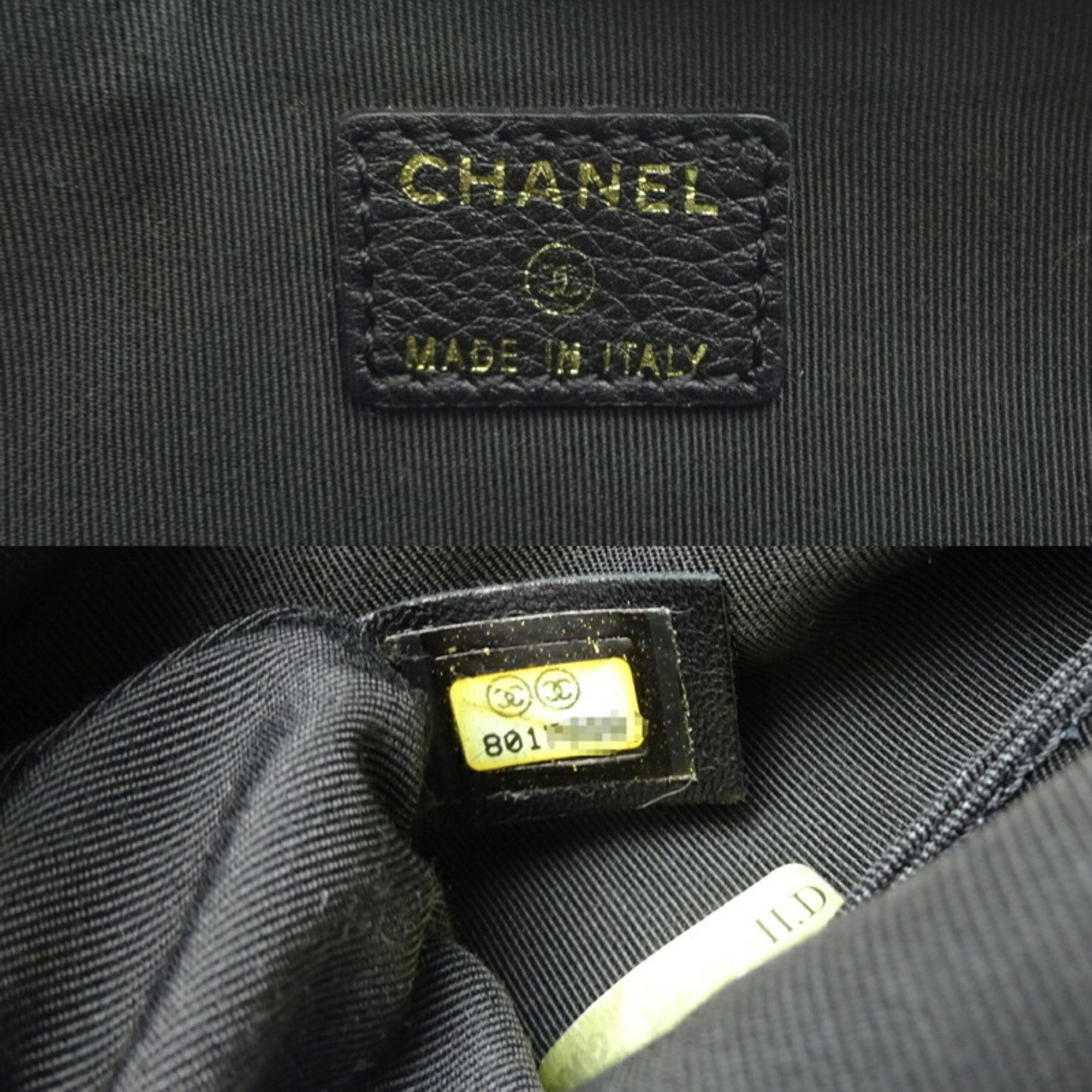 Chanel Camellia Black Leather Handbag Pouch (Pre-Owned)