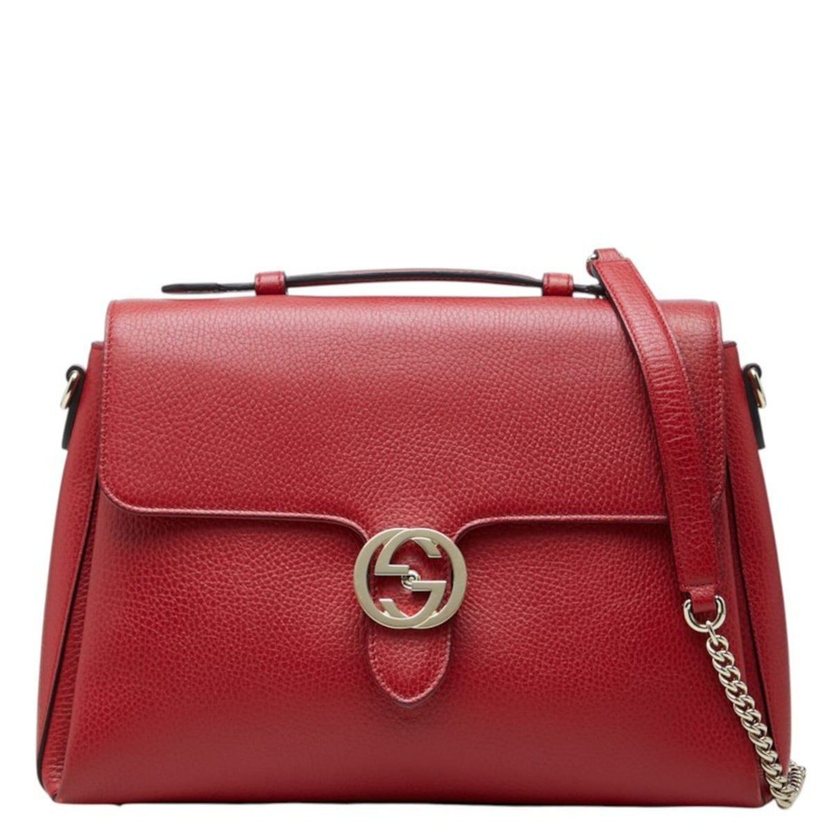 Gucci Red Color Leather Handbag Shoulder Bag (Pre-Owned)