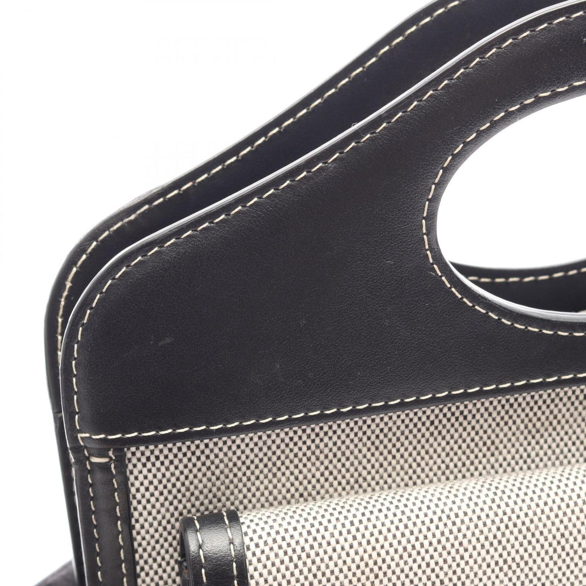 Burberry Black Gray Canvas Leather Handbag (Pre-Owned)