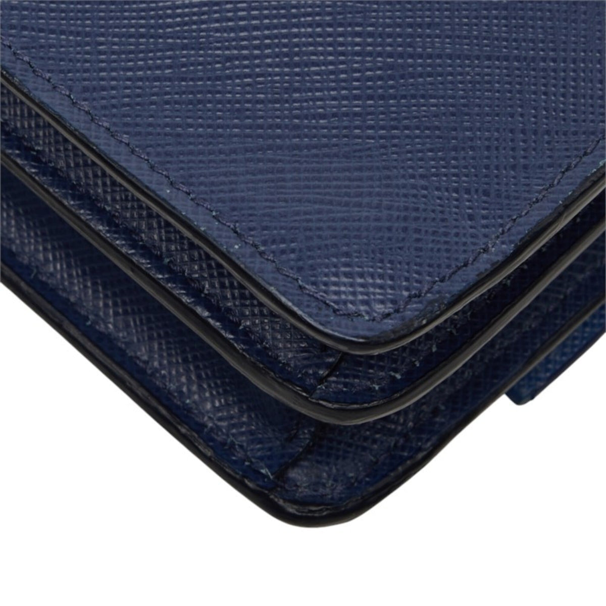 Prada Blue Navy Leather Shoulder Bag (Pre-Owned)