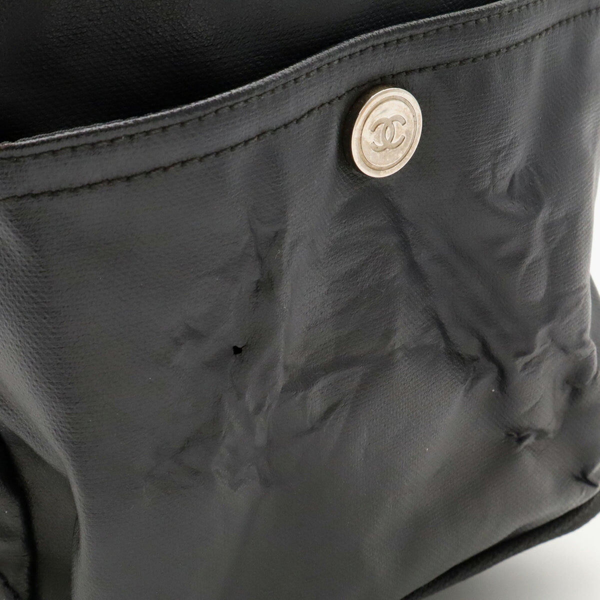 Chanel Black Coated Canvas Leather Shoulder Bag (Pre-Owned)