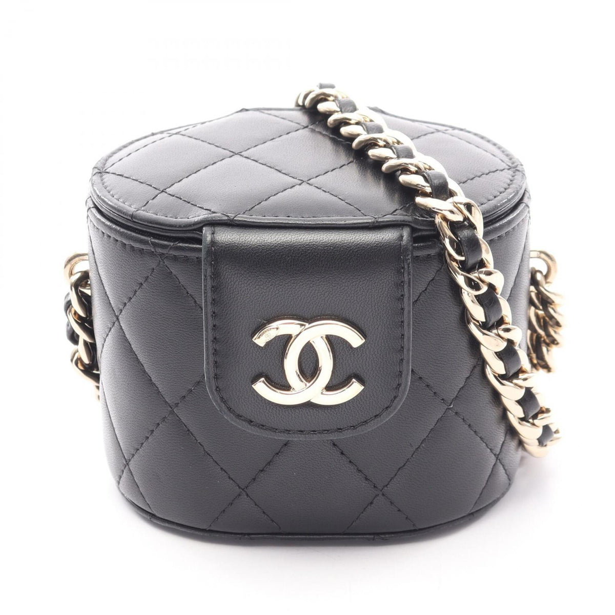 Chanel Black Leather Handbag Shoulder Bag (Pre-Owned)