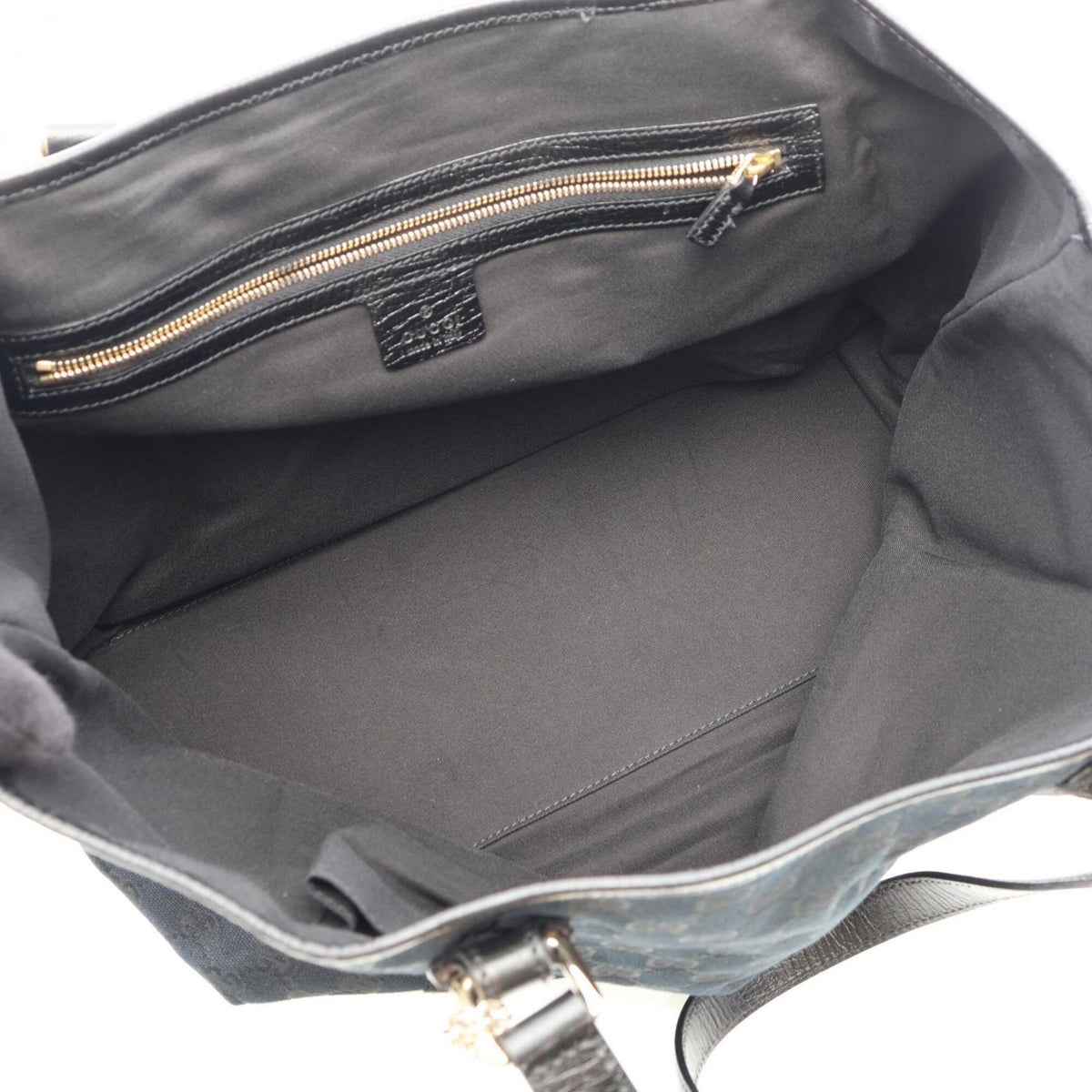 Gucci Black Green Canvas Leather Handbag Tote Bag (Pre-Owned)