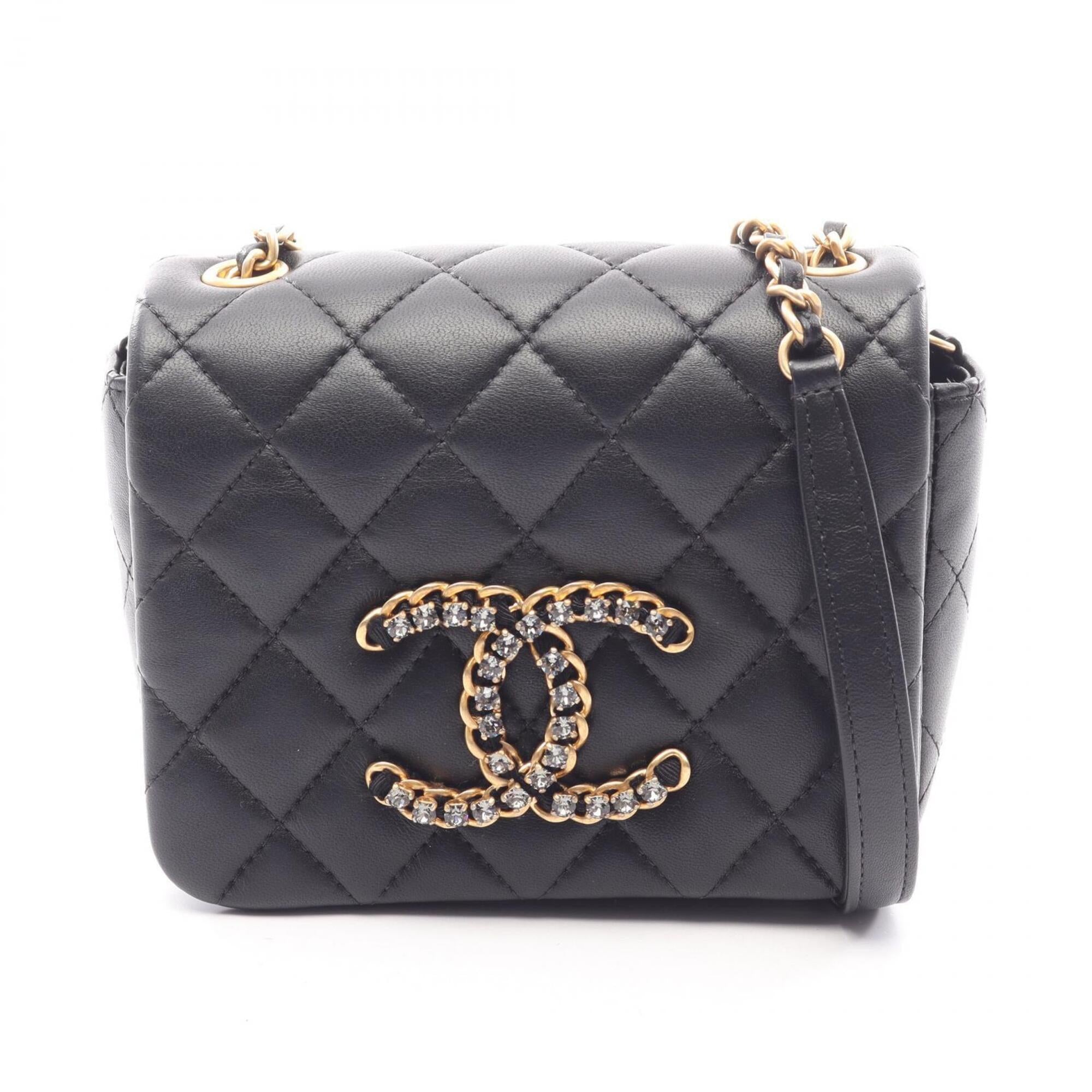 Chanel Black Leather Handbag Shoulder Bag (Pre-Owned)