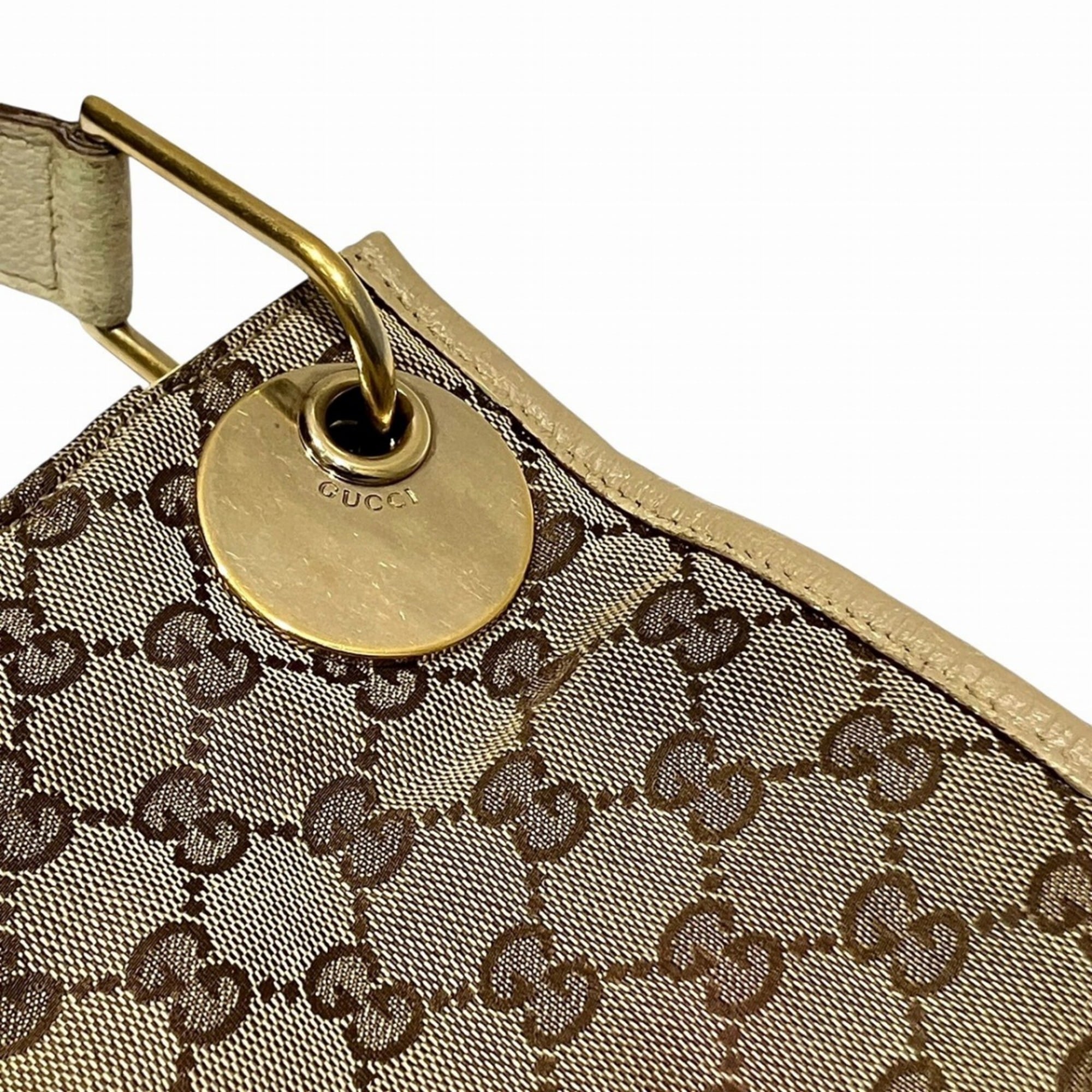 Gucci Beige Canvas Leather Shoulder Bag (Pre-Owned)